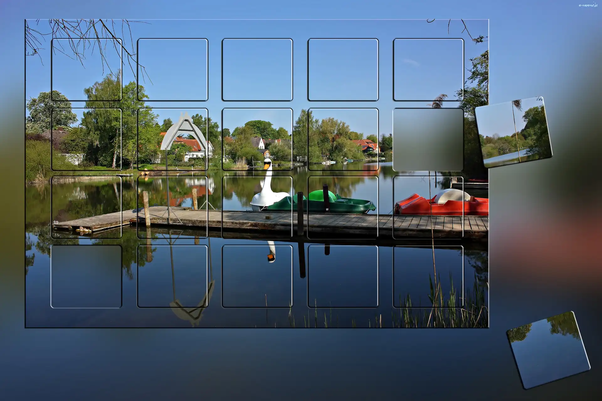Pomost, Puzzle, Łódki, Rzeka