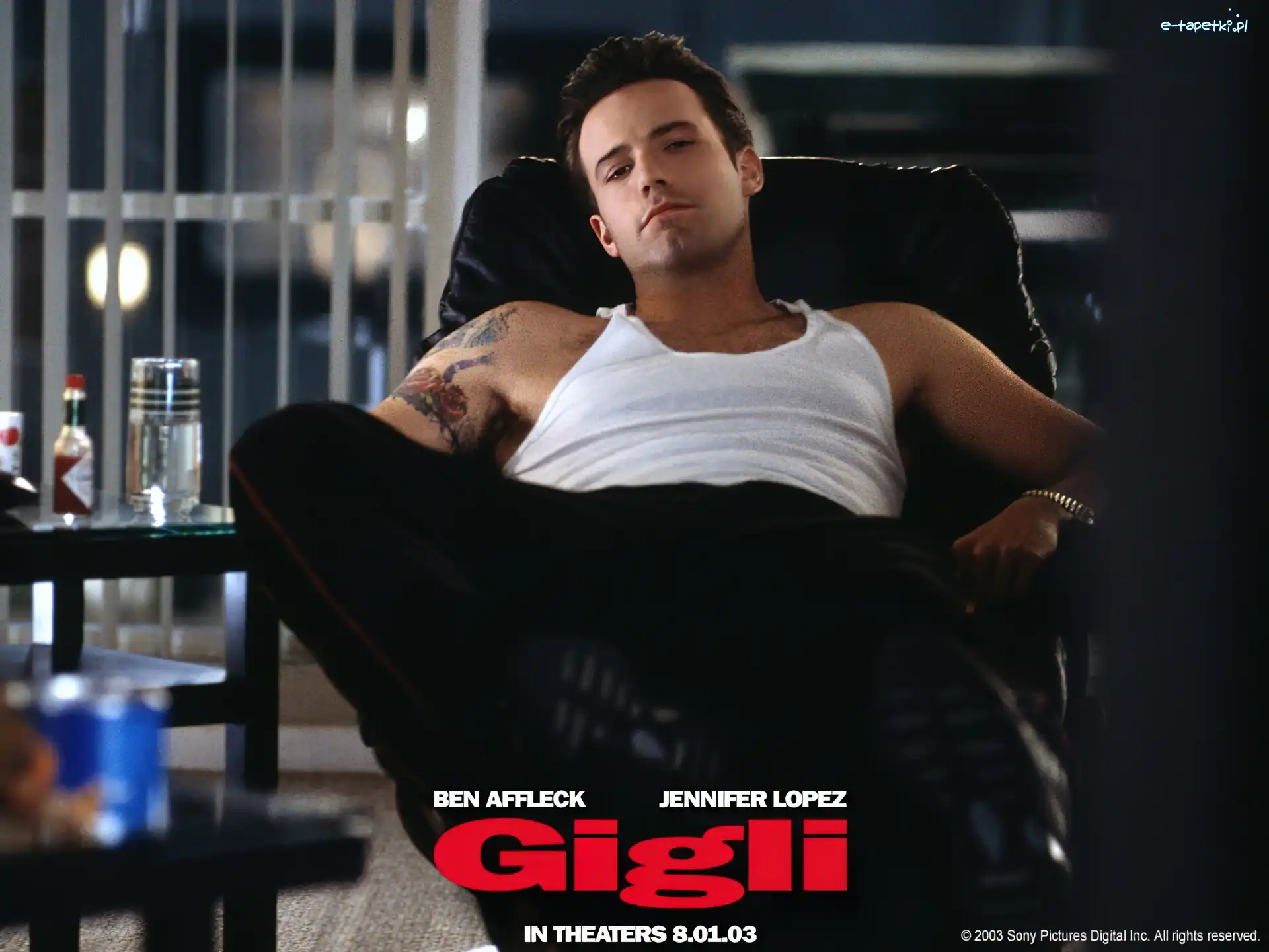 fotel, tatuaż, Ben Affleck