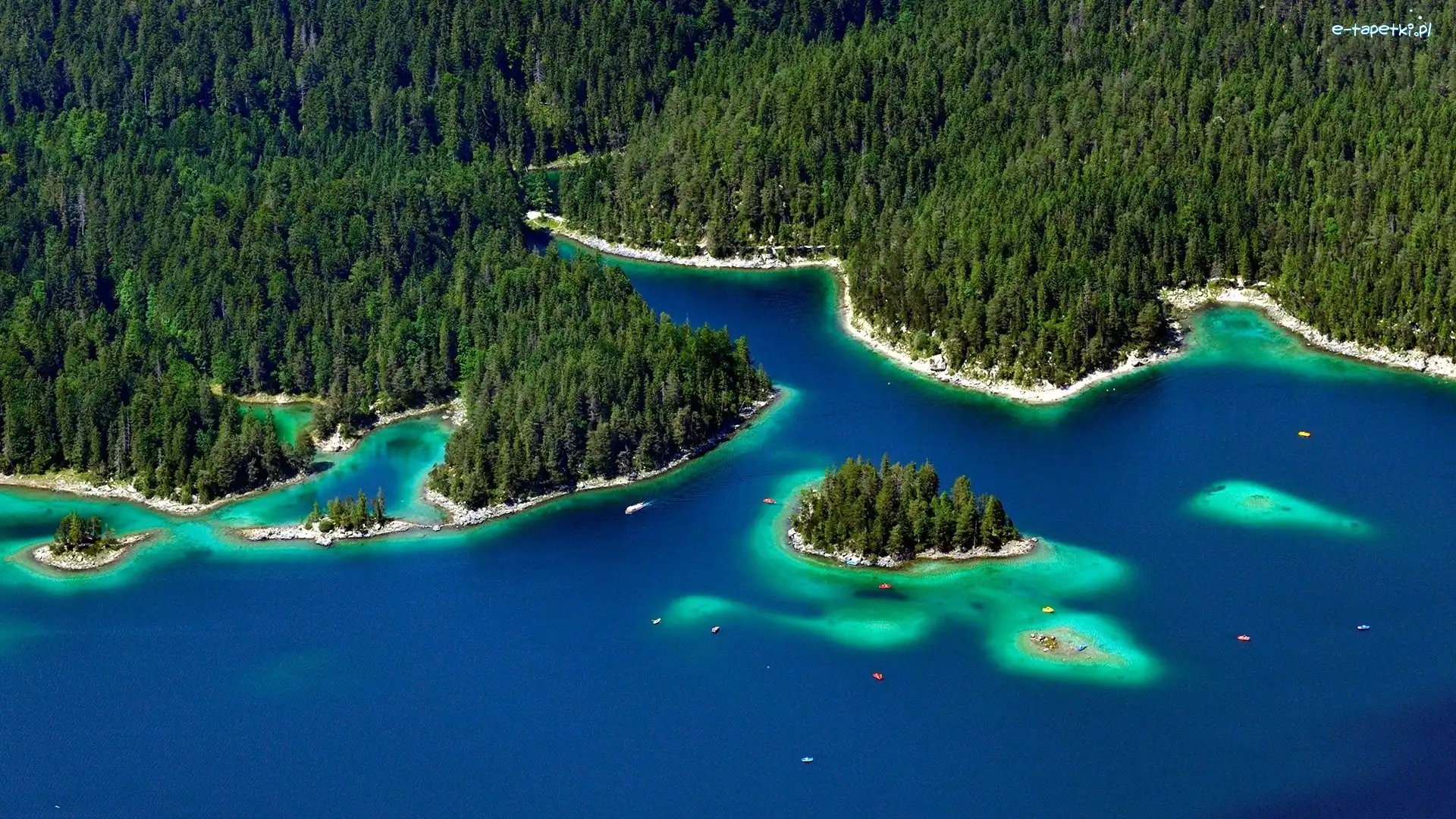 Jezioro, Bawaria, Eibsee, Lasy, Niemcy