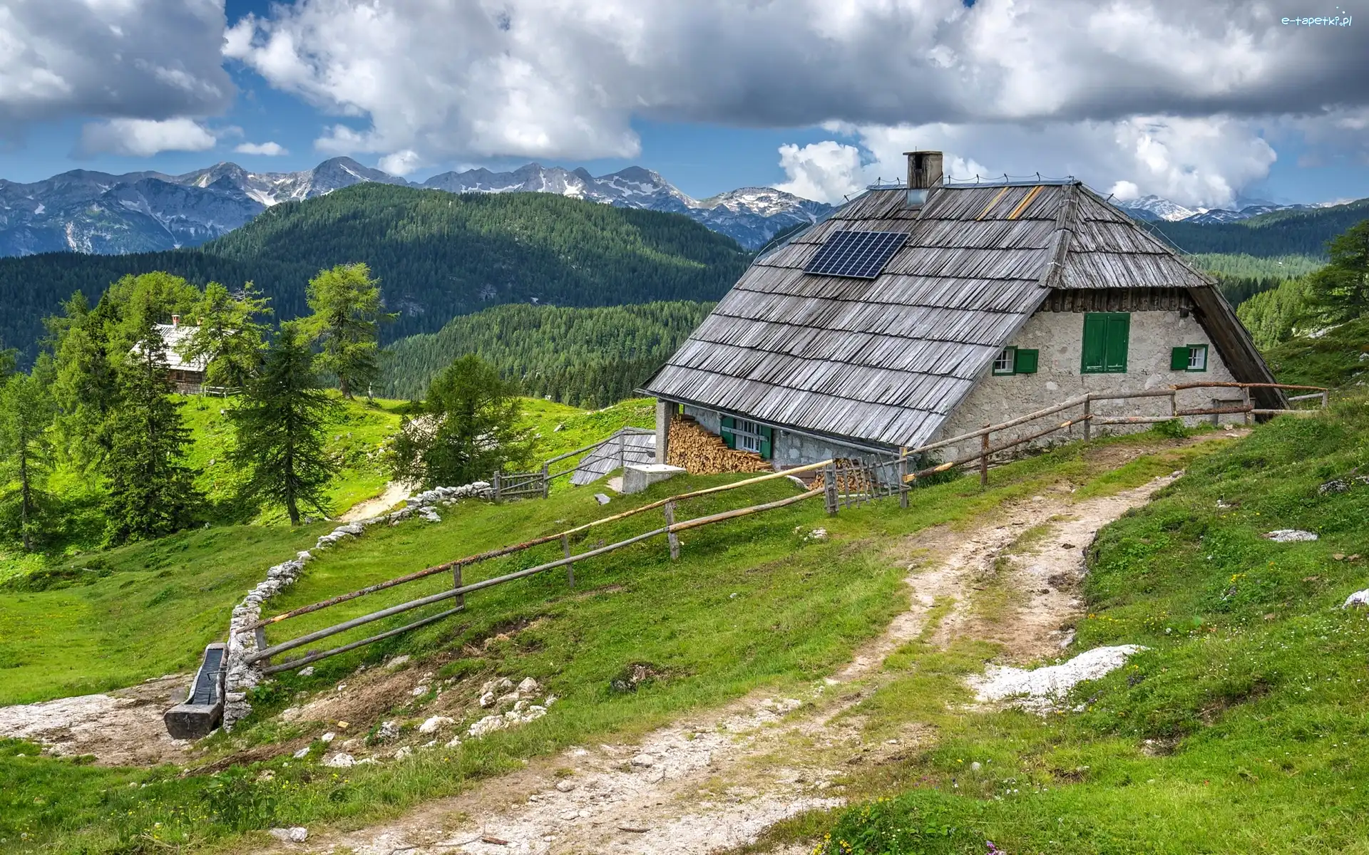 Góry, Droga, Las, Dom