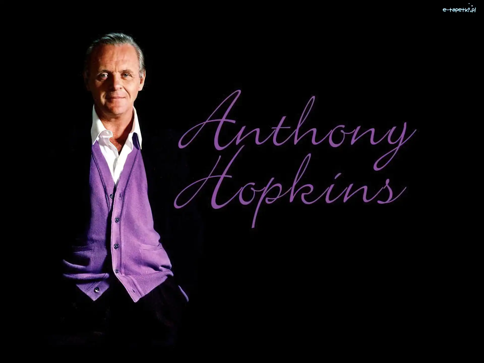 fioletowy, sweter, Anthony Hopkins