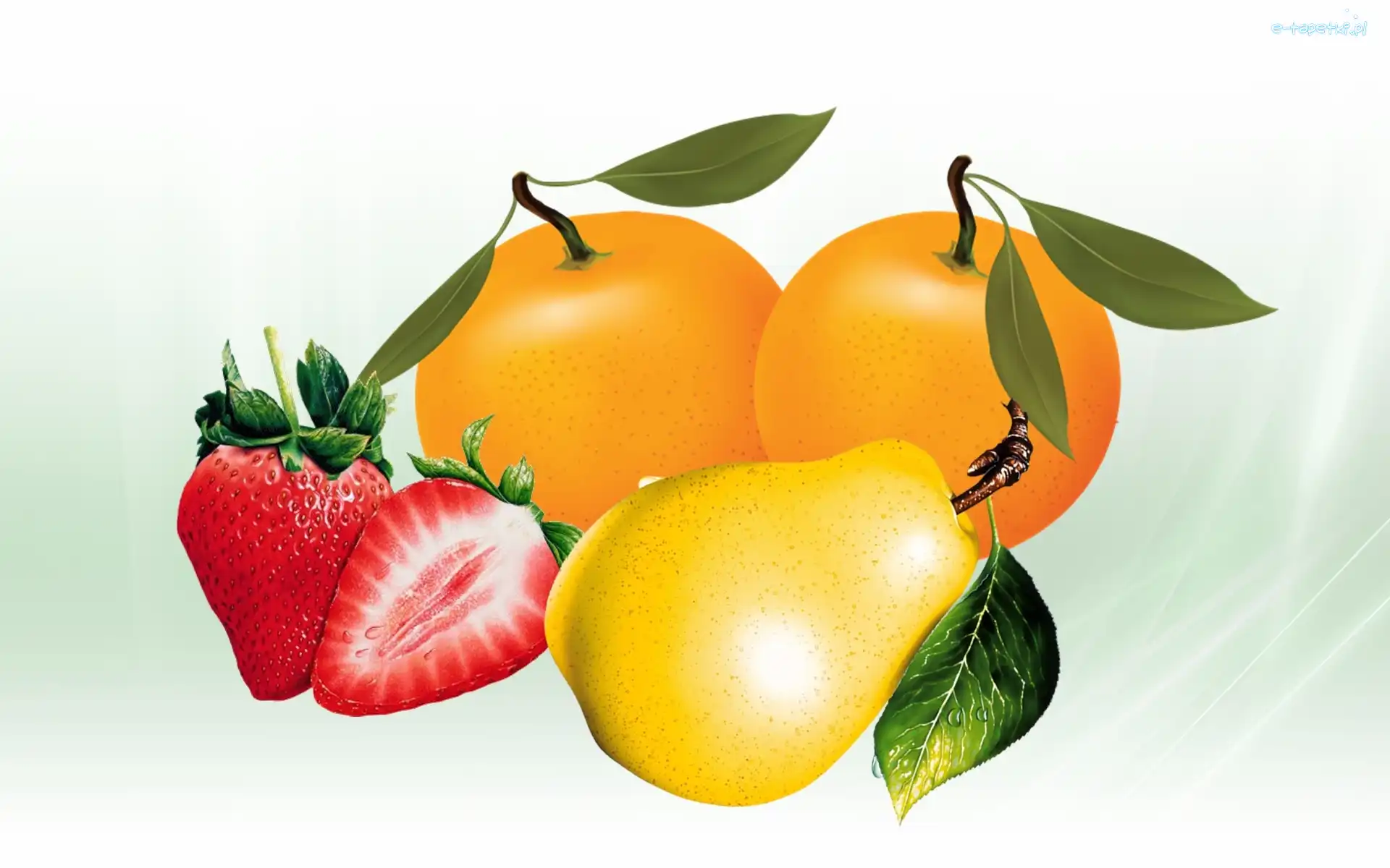 Pomarańcze, Truskawki, Gruszka, Owoce