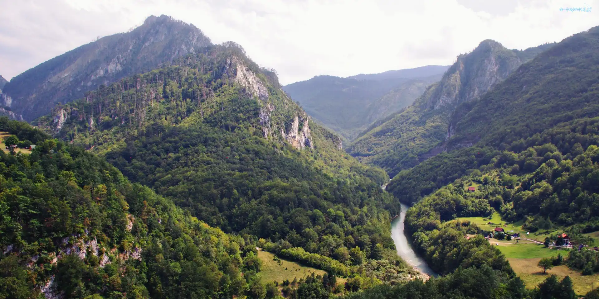 Góry, Rzeka, Las, Krajobraz
