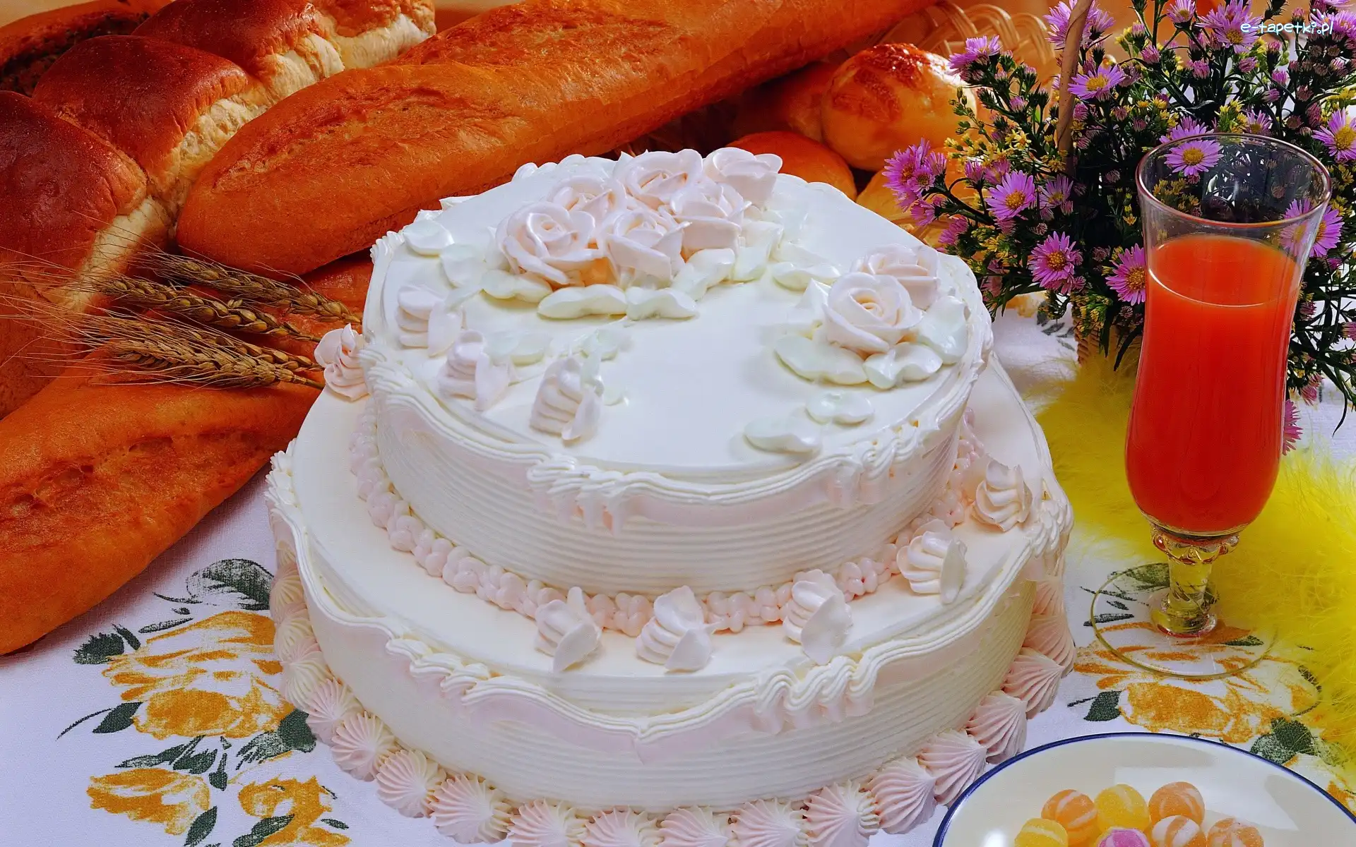 Szklanka, Pieczywo, Soku, Tort