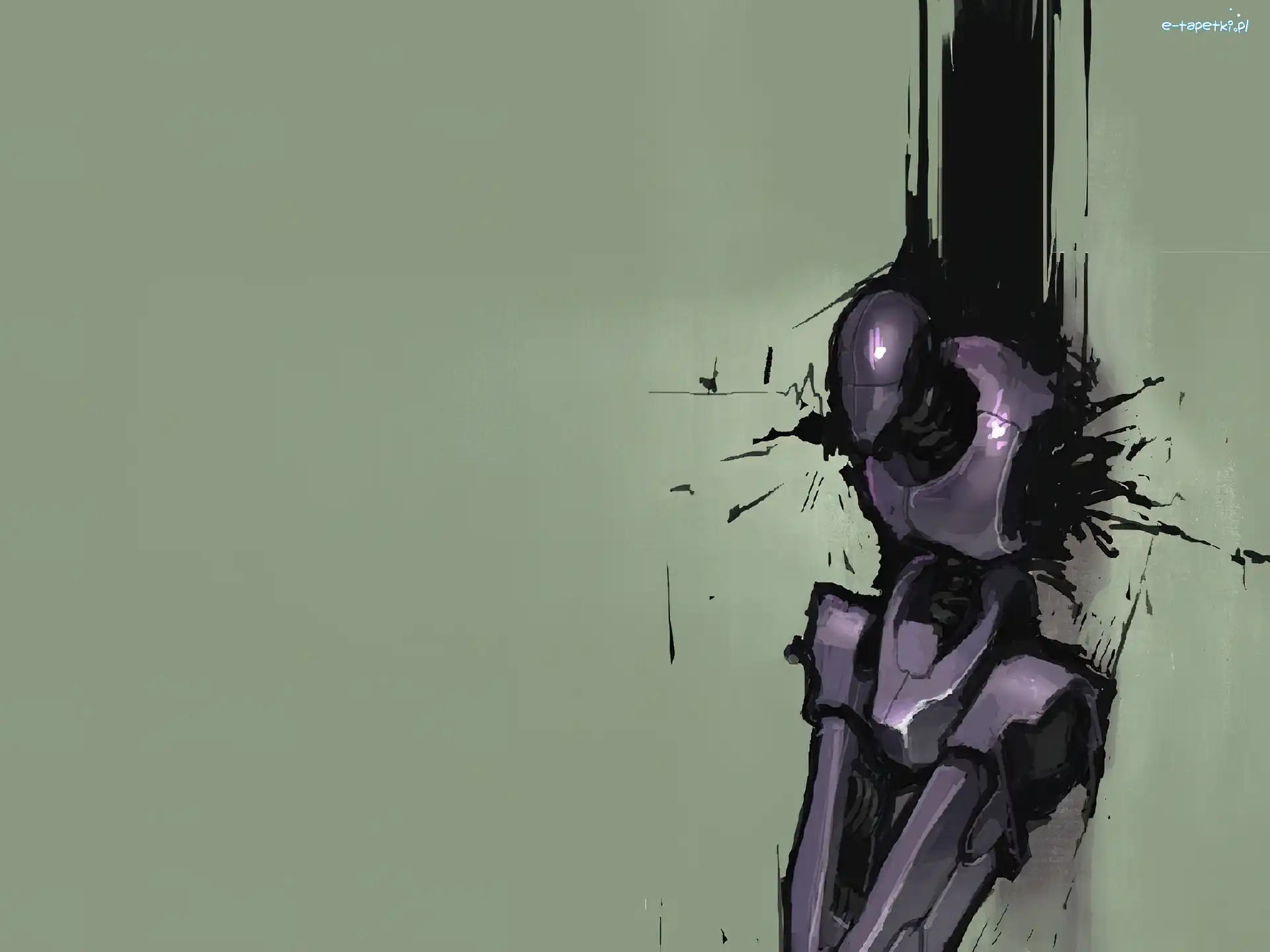 Wektorowa, robot, fioletowy, 3D