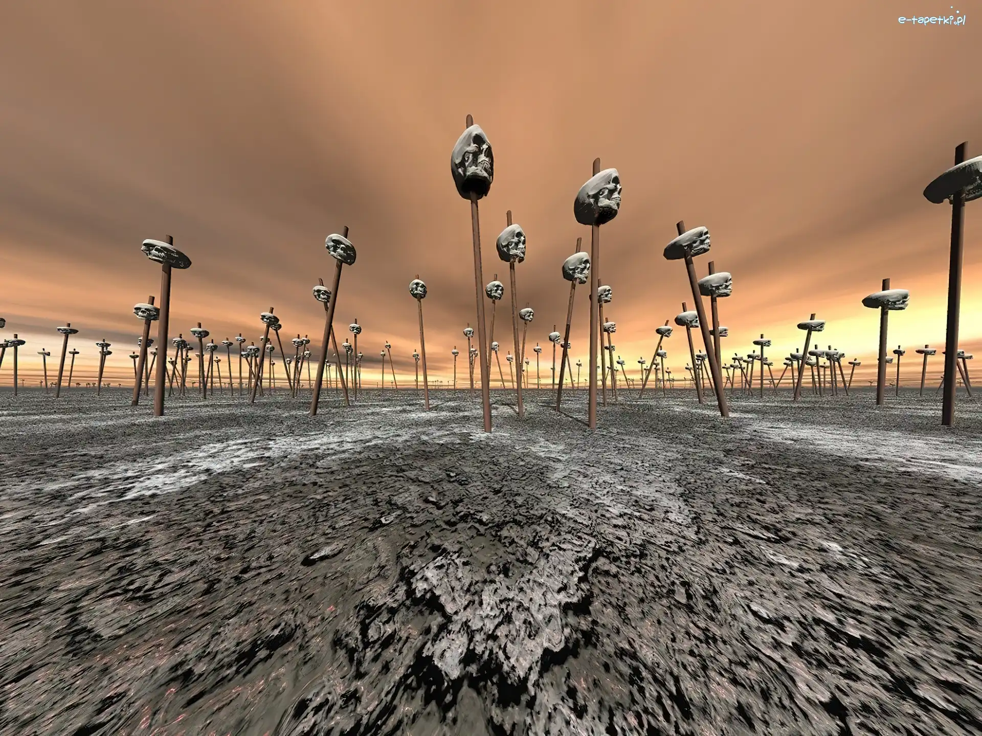 Wektorowa, kije, czaszki, 3D