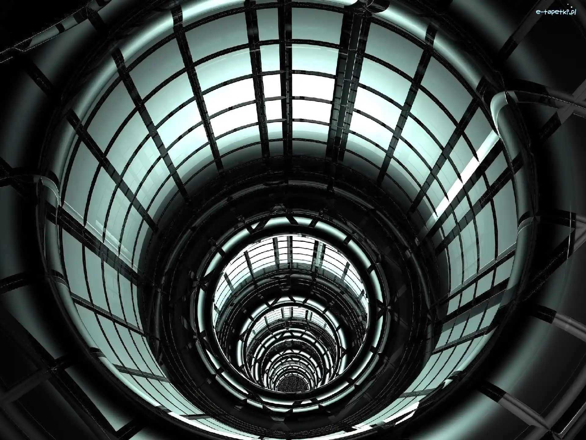 Wektorowa, tunel, szklany, 3D