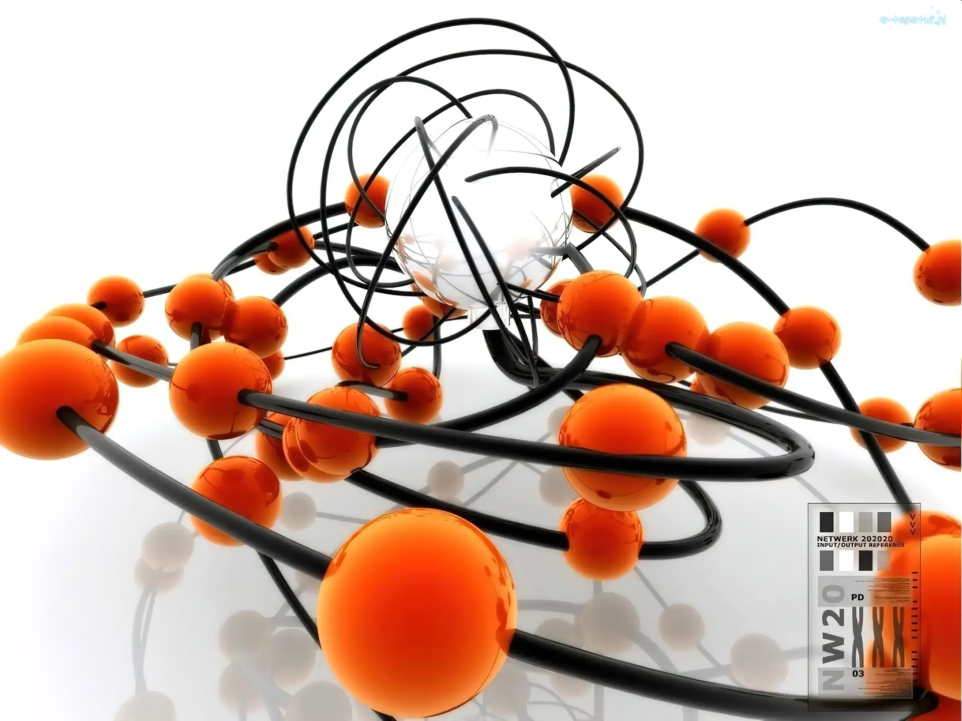 Wektorowa, orbity, pomarańczowe, 3D