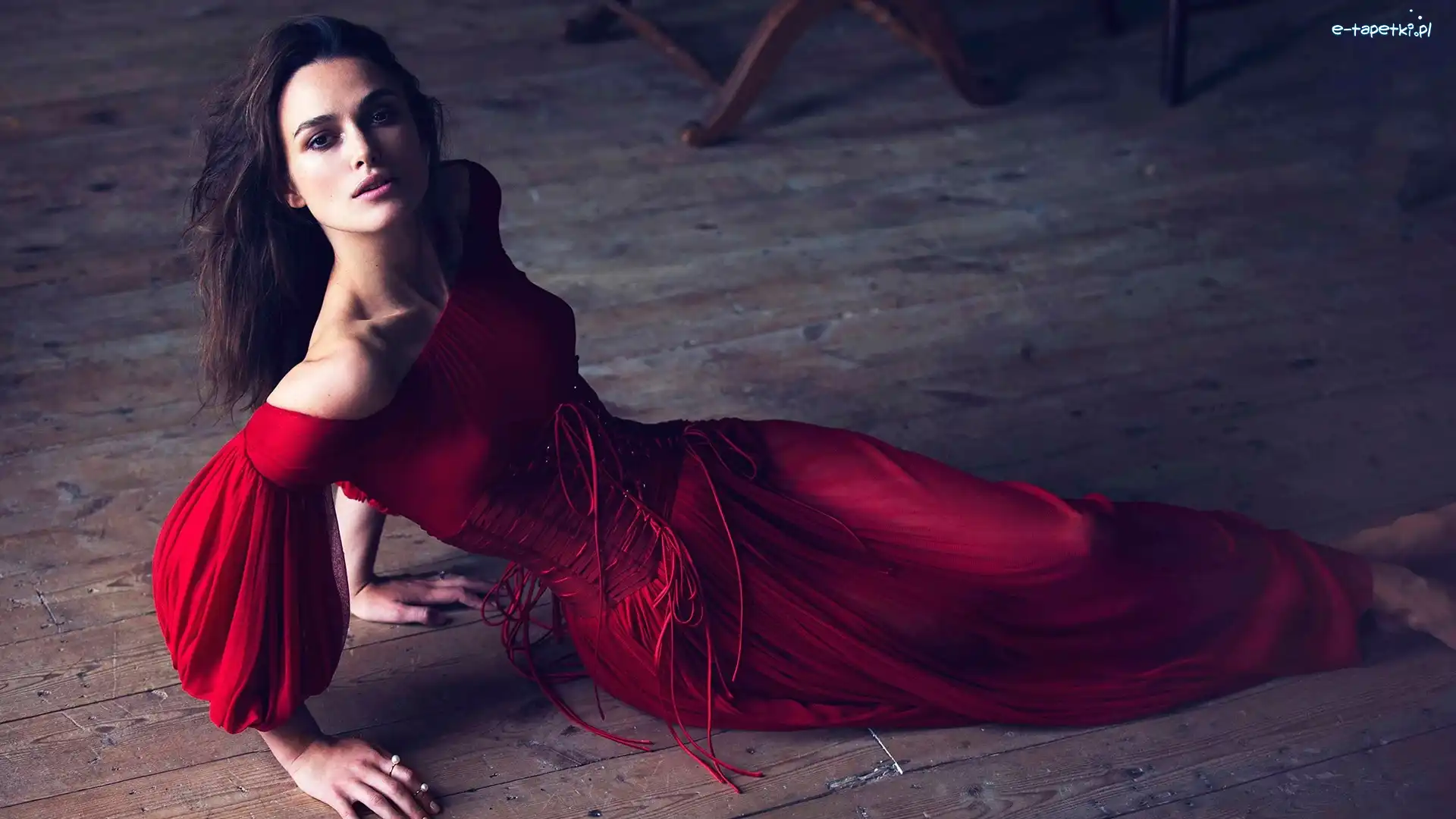 Dziewczyna, Suknia, Podłoga, Keira Knightley, Czerwona