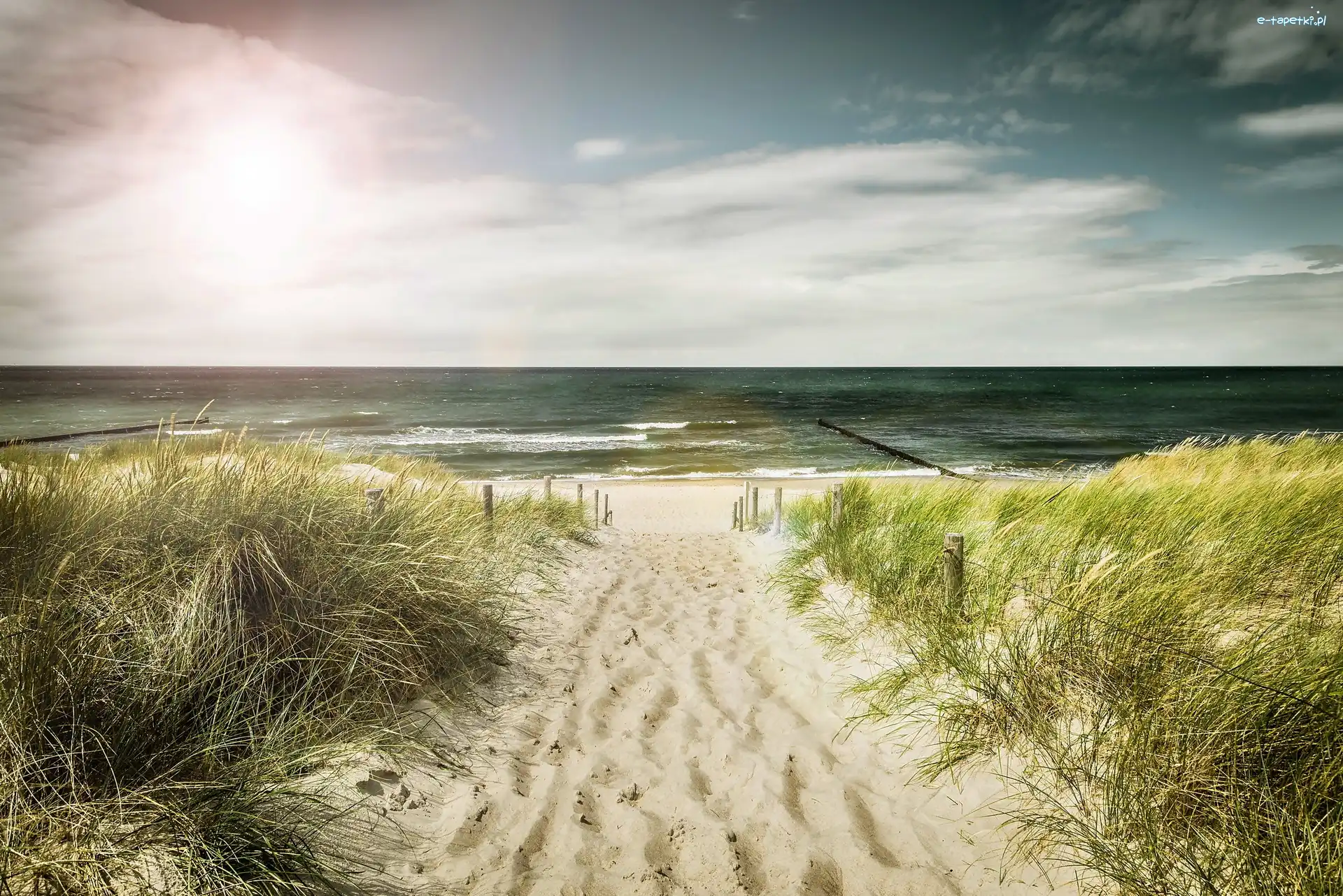 Plaża, Trawy, Wydmy, Morze