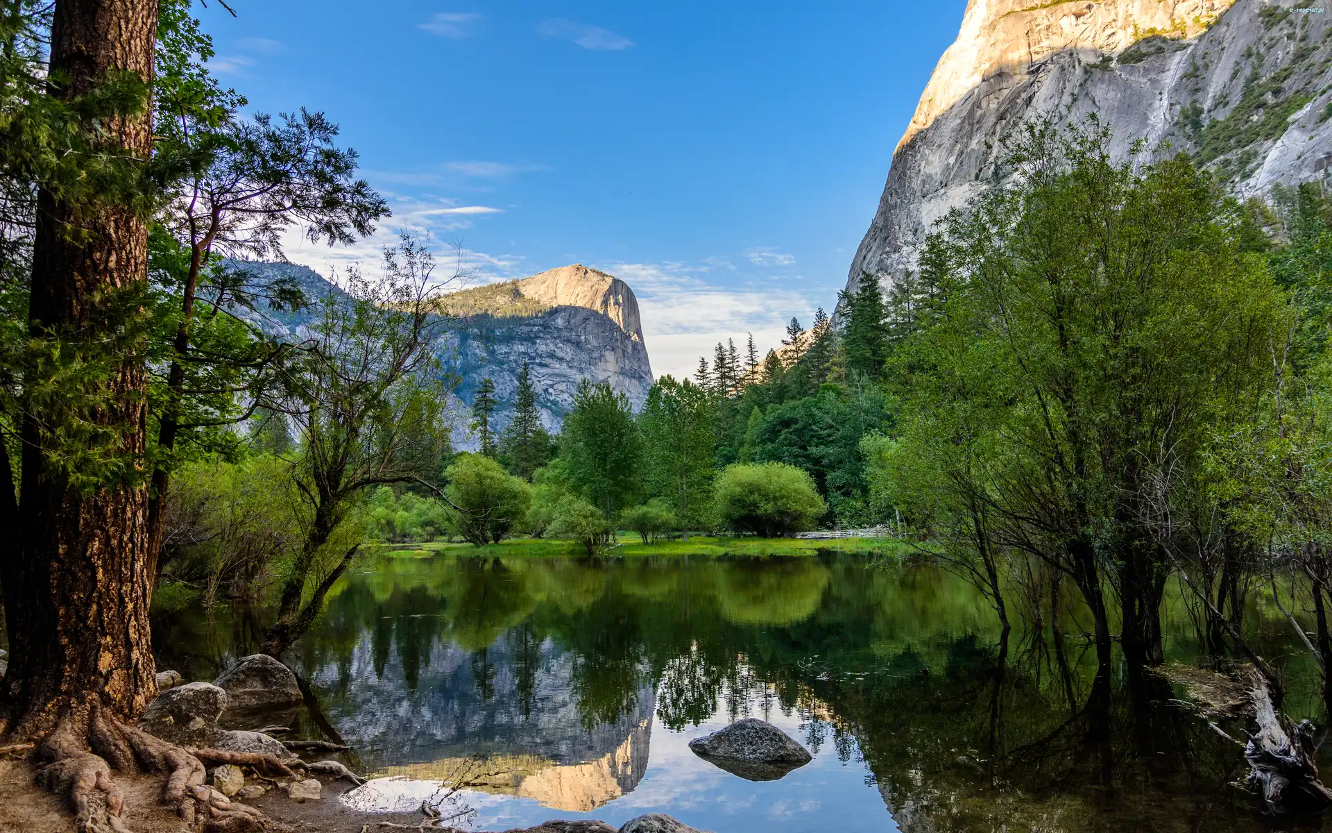 Rzeka, Park Narodowy Yosemite, Góry, Drzewa, Stan Kalifornia, Stany Zjednoczone