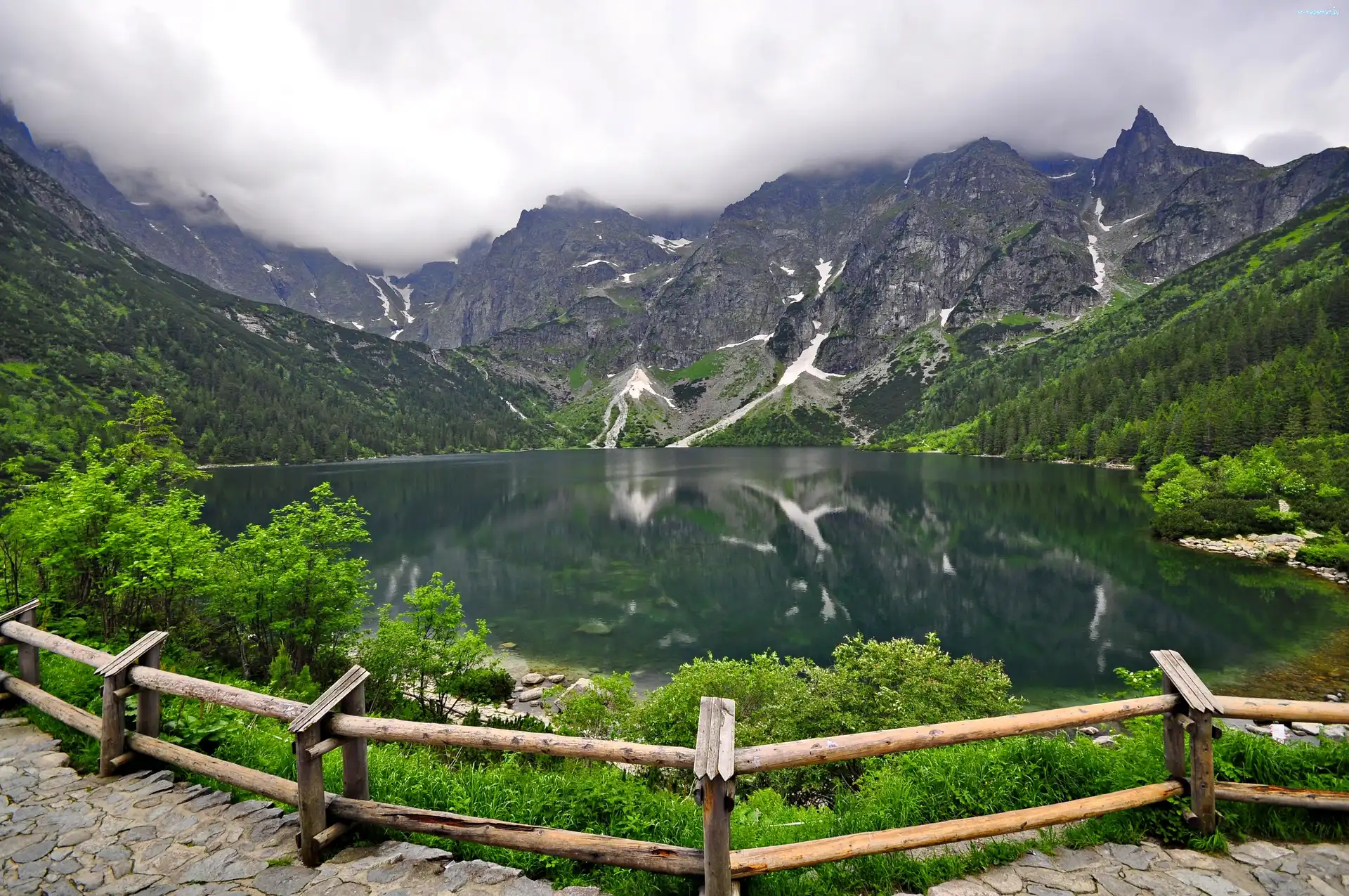 Góry, Jezioro, Tatry, Polska, Ogrodzenie