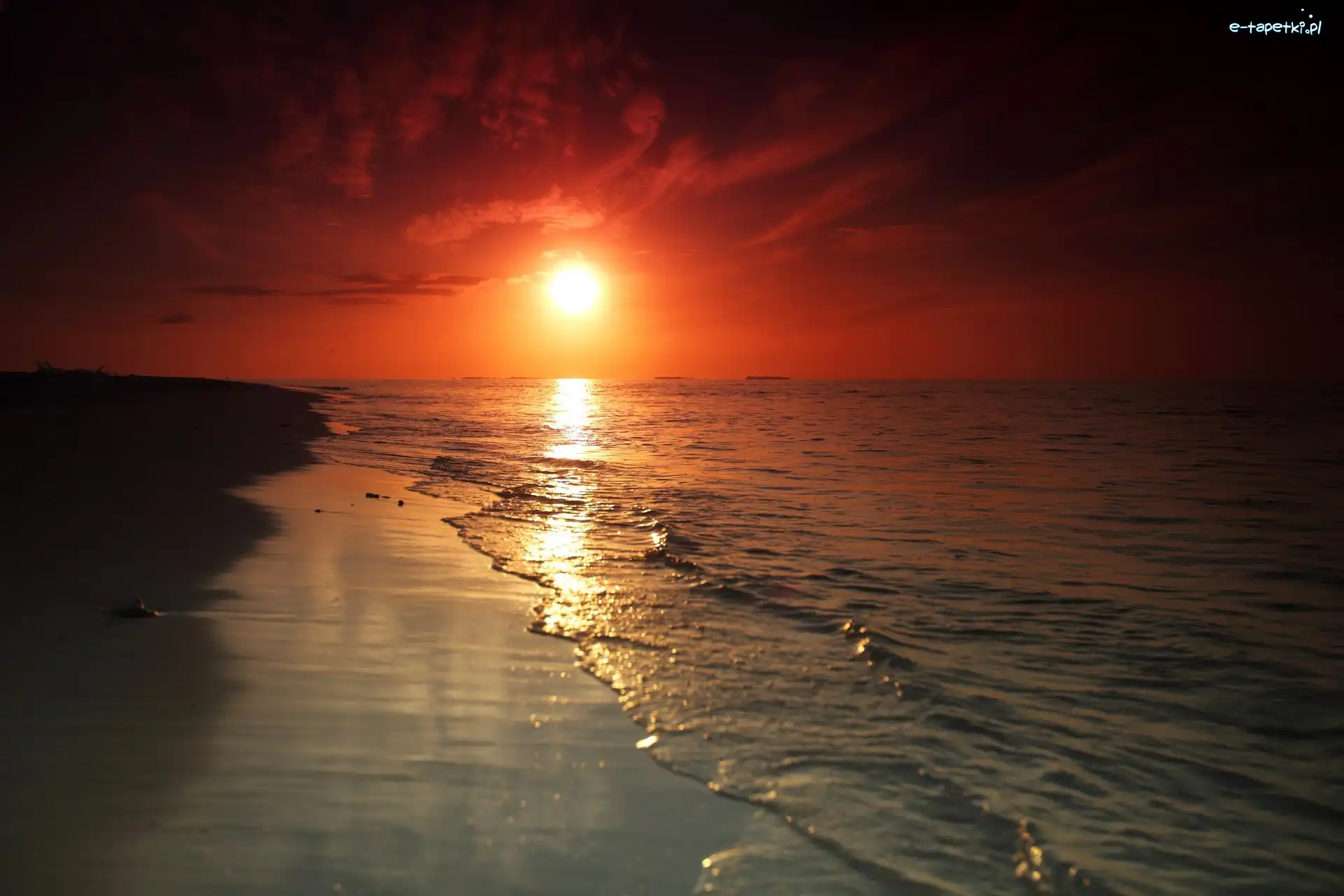 Słońca, Morze, Plaża, Zachód