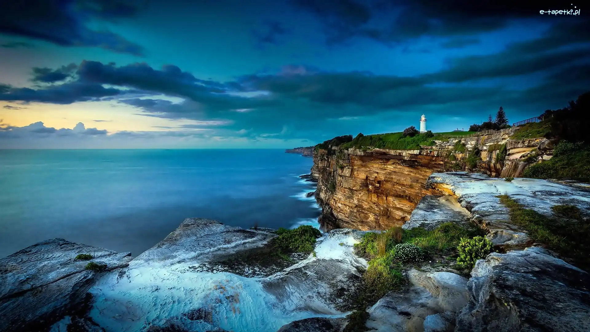 Morska, Klify, Latarnia, Ocean, Australii, Wybrzeże
