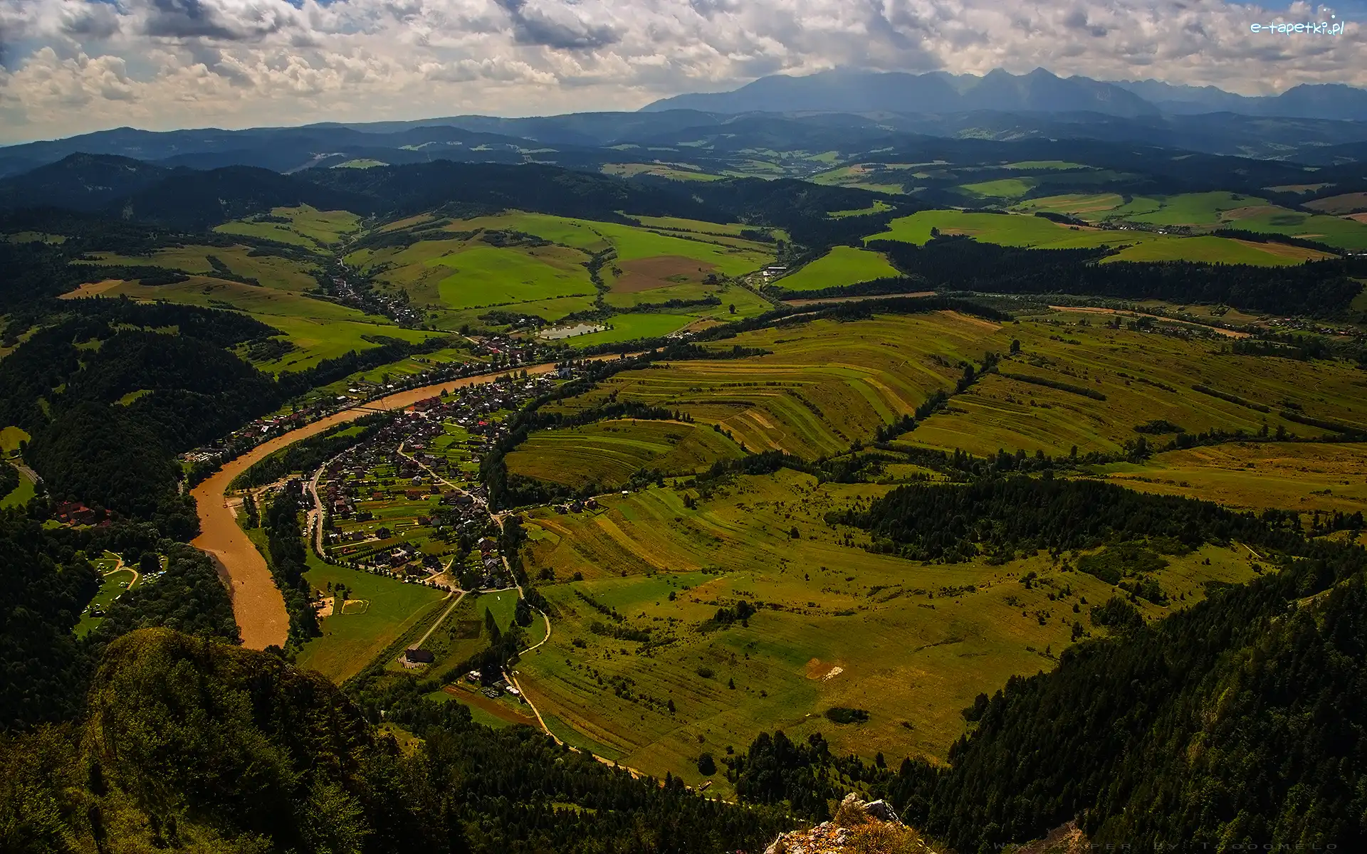Wieś, Widok z Trzech Koron, Dunajec, Sromowce Niżne