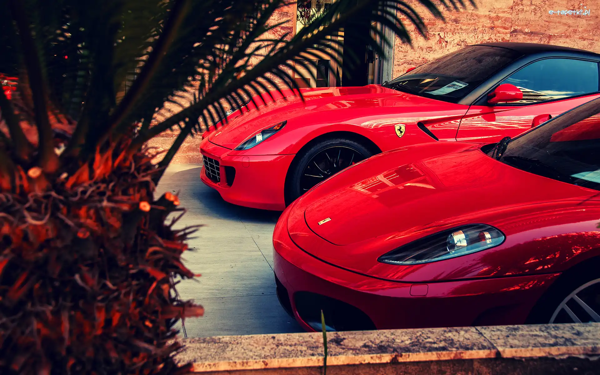 Dwa, Czerwone, samochody, Ferrari f430, Ferrari 590