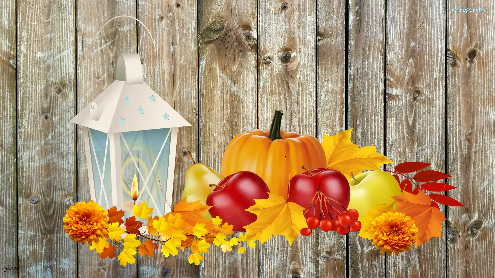 Jesień, Dynia, Owoce, Świeca, Lampion, Grafika 2D, Liście