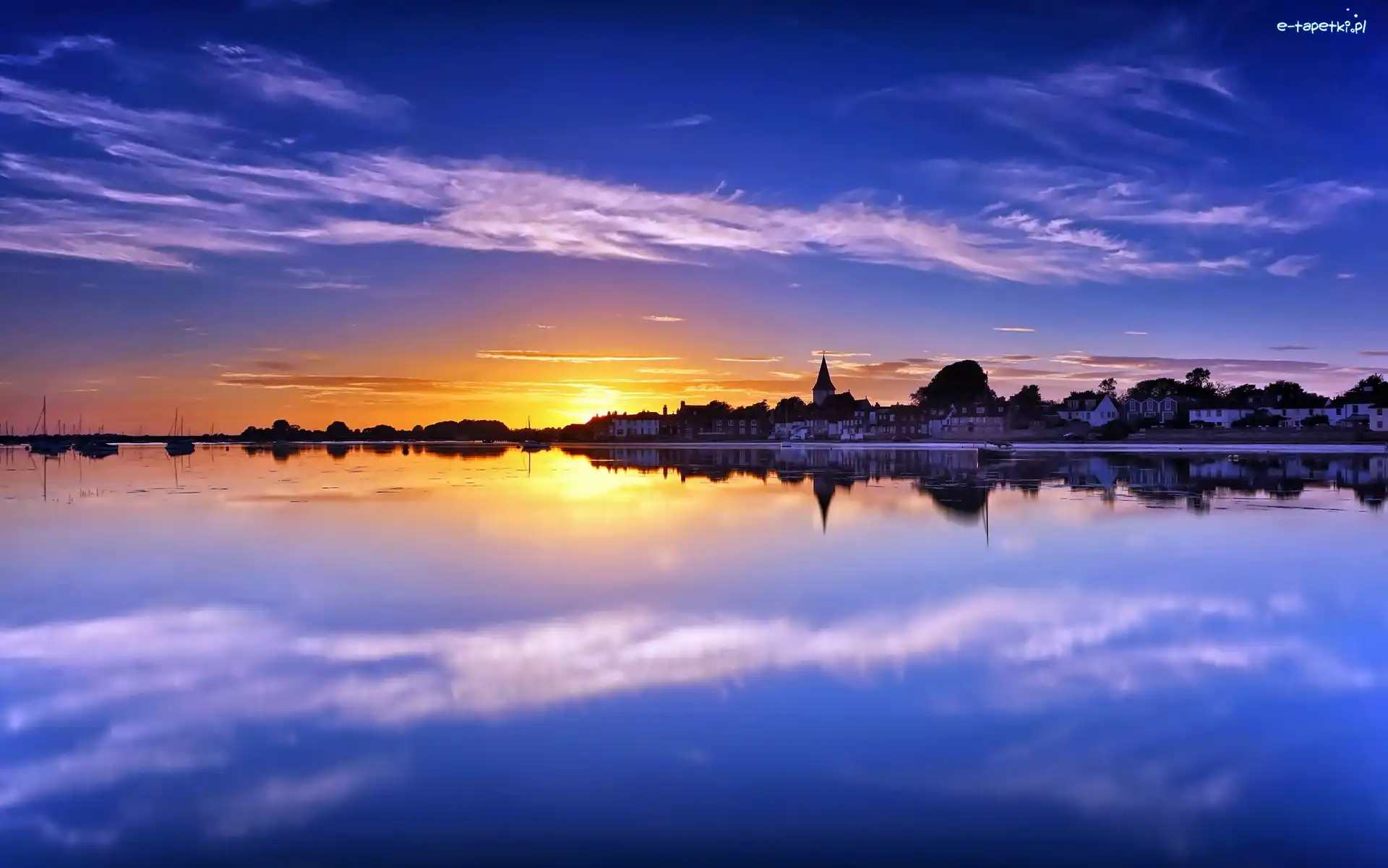 Morze, Anglia, Zachód Słońca, Miasto