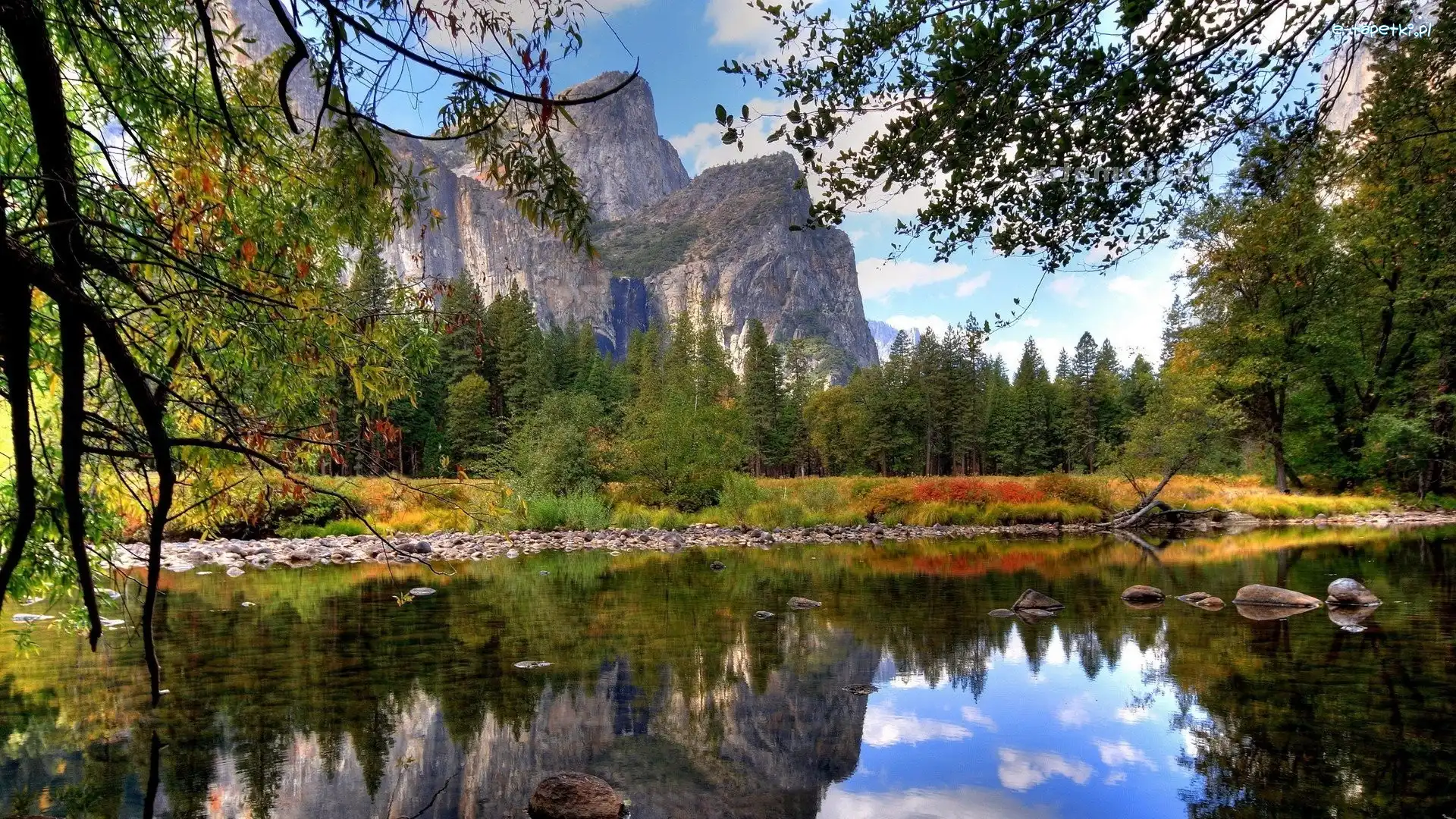 Stany Zjednoczone, Park Narodowy Yosemite, Stan Kalifornia, Jezioro, Góry
