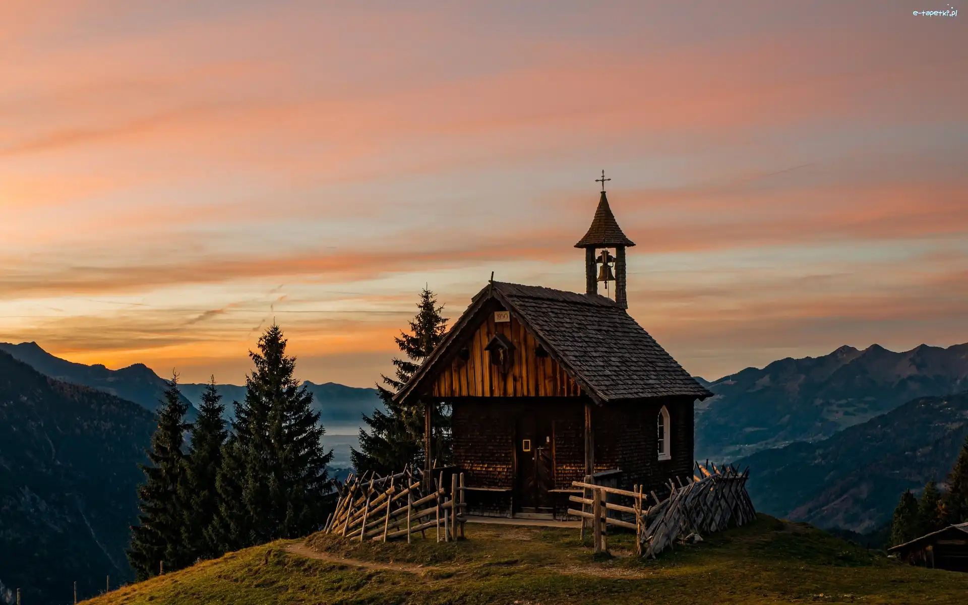 Drewniany, Góry, Kościół, Austria, Alpy