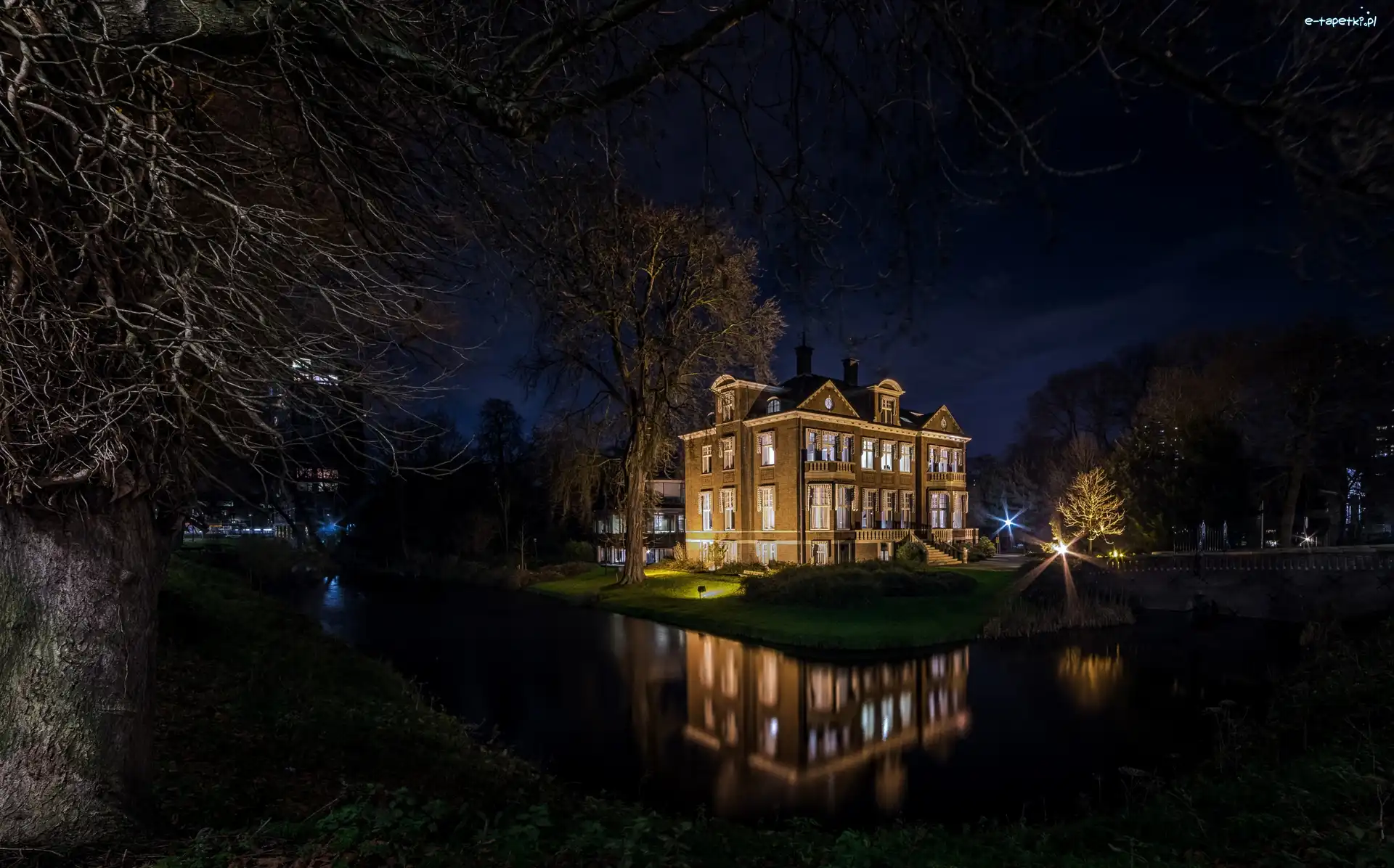 Rotterdam, Noc, Holandia, Rzeka, Domy