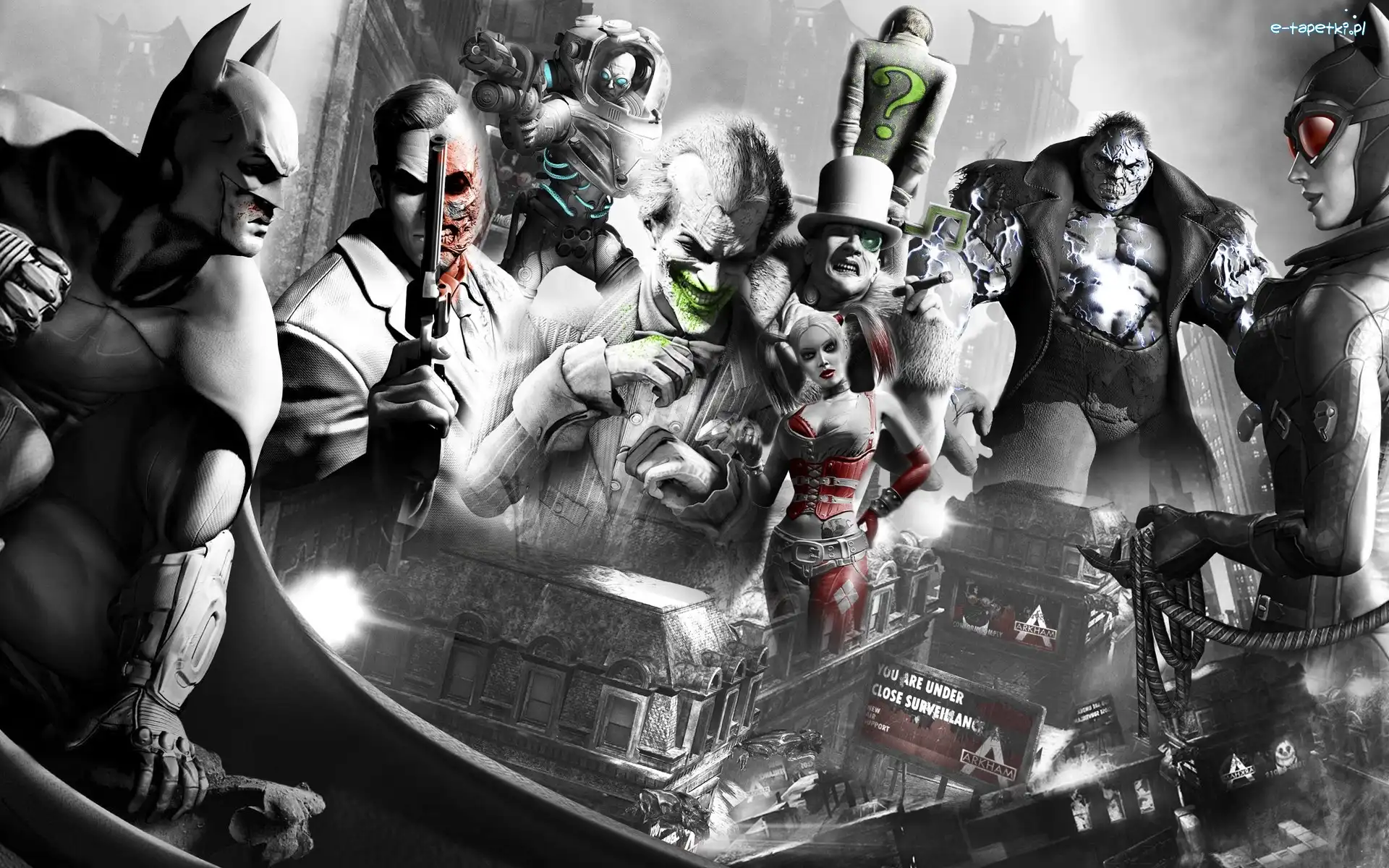 Arkham city, Joker, Catwoman, Batman