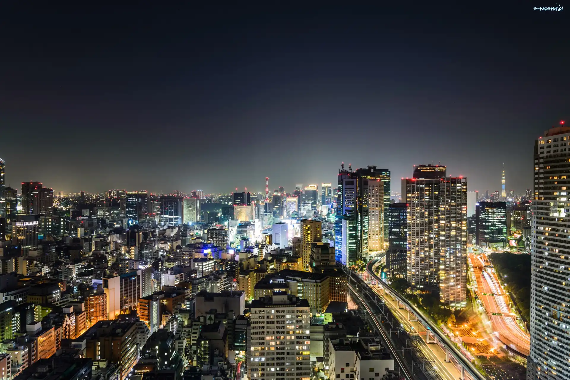 Z lotu ptaka, Miasto nocą, Tokio