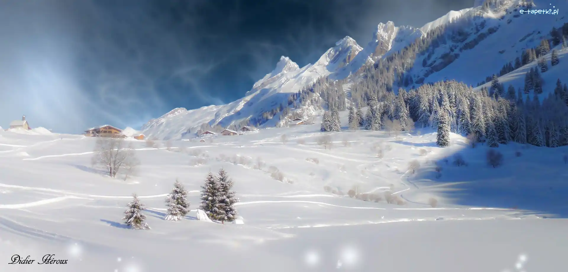 Francja, Góry Aravis Range, Górna Sabaudia, Zima, Domy