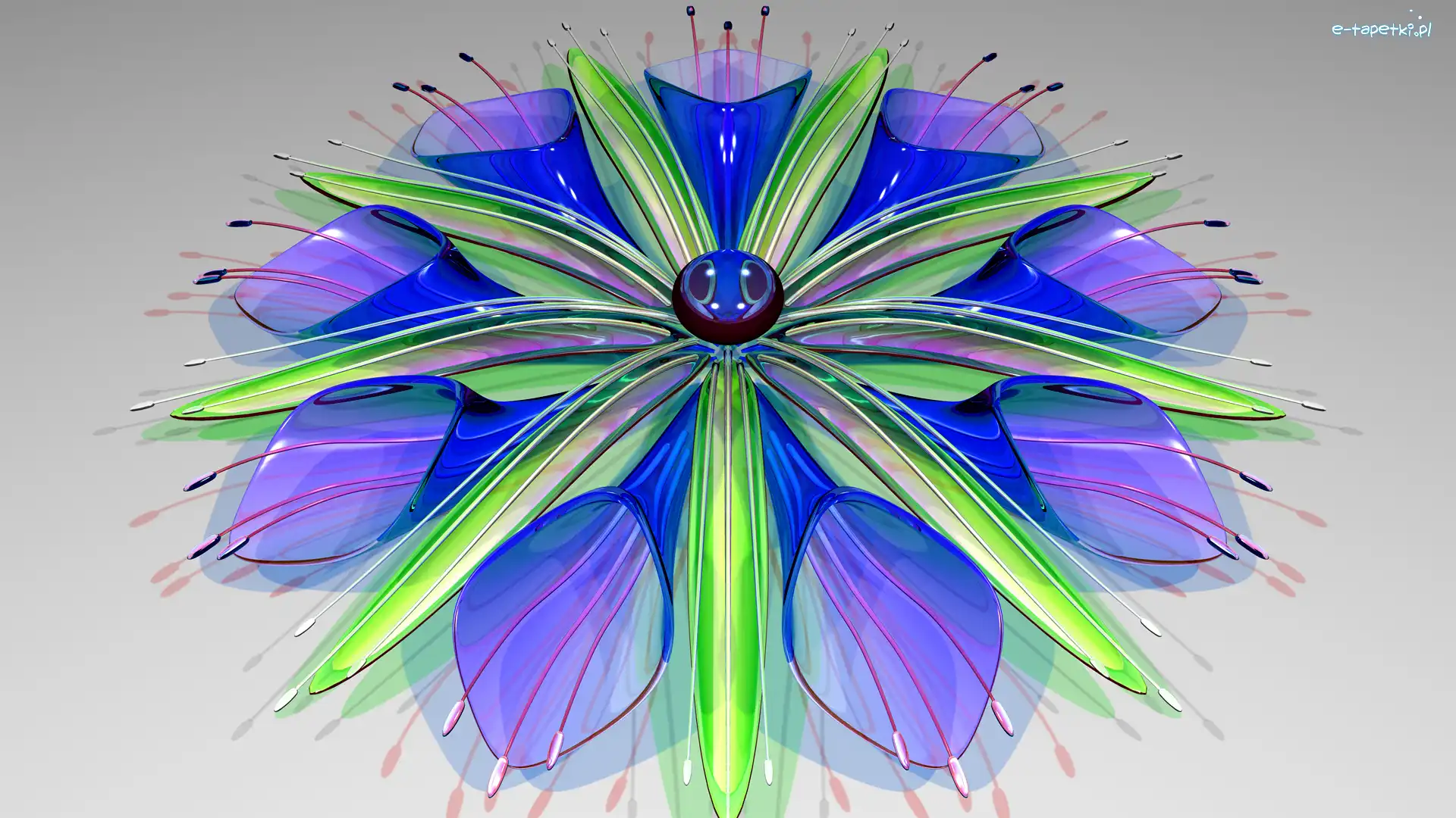 Kwiat, Szklany, Grafika 3D
