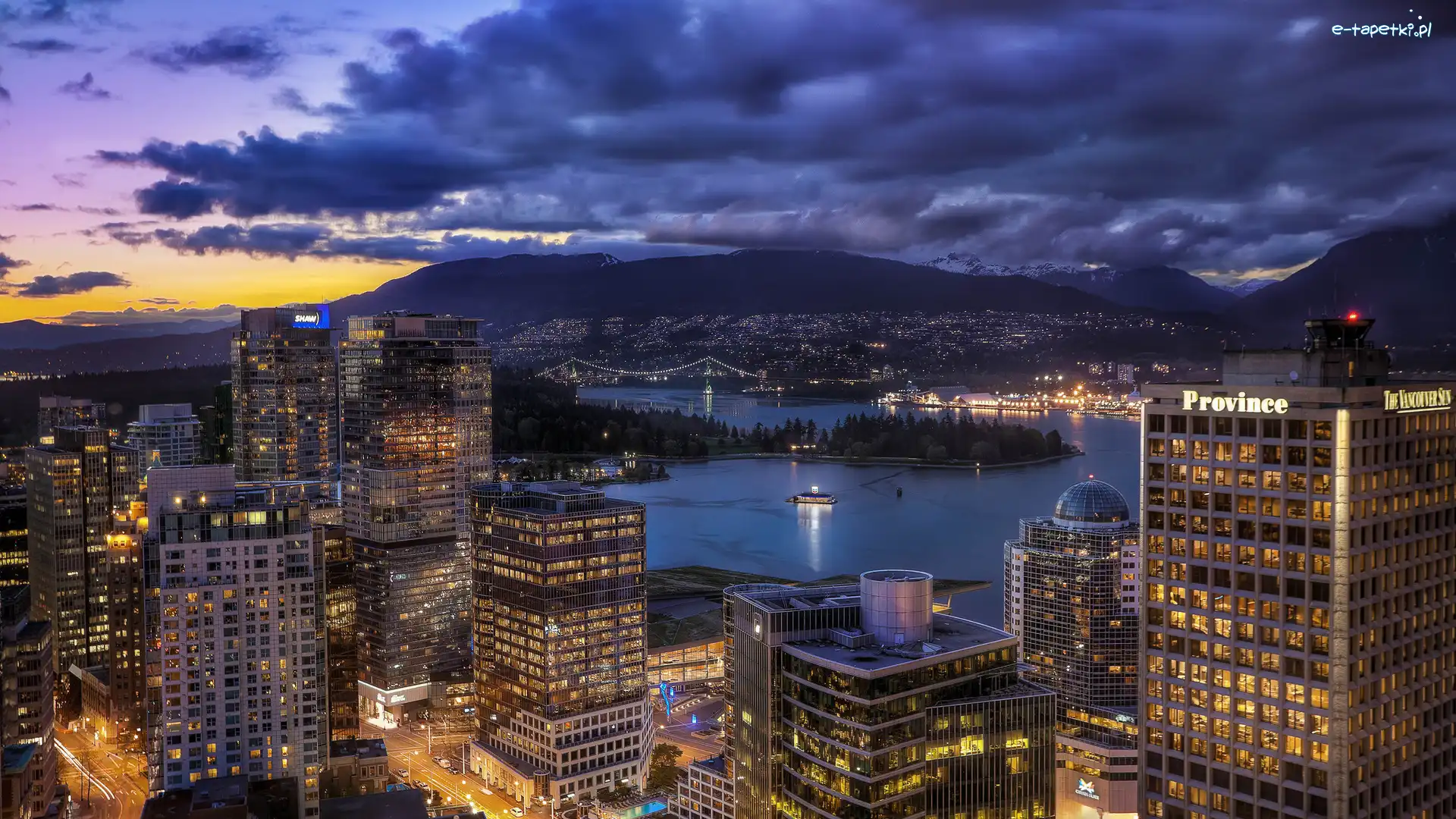 Wieżowce, Miasto, Stanley Park, Jezioro, Coal Harbour, Vancouver