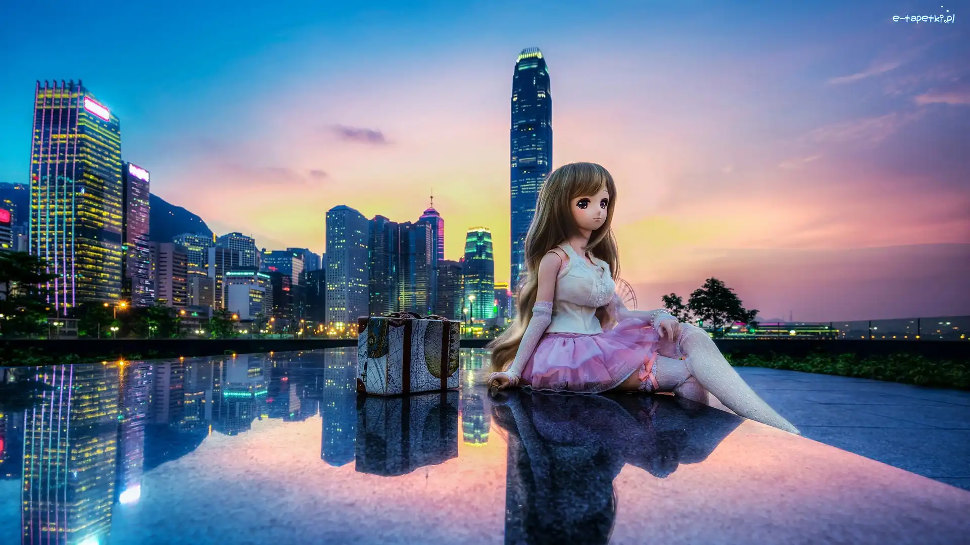 Lalka, Tamar Park, Wieżowce, Zdjęcie miasta, Hong Kong, Chiny
