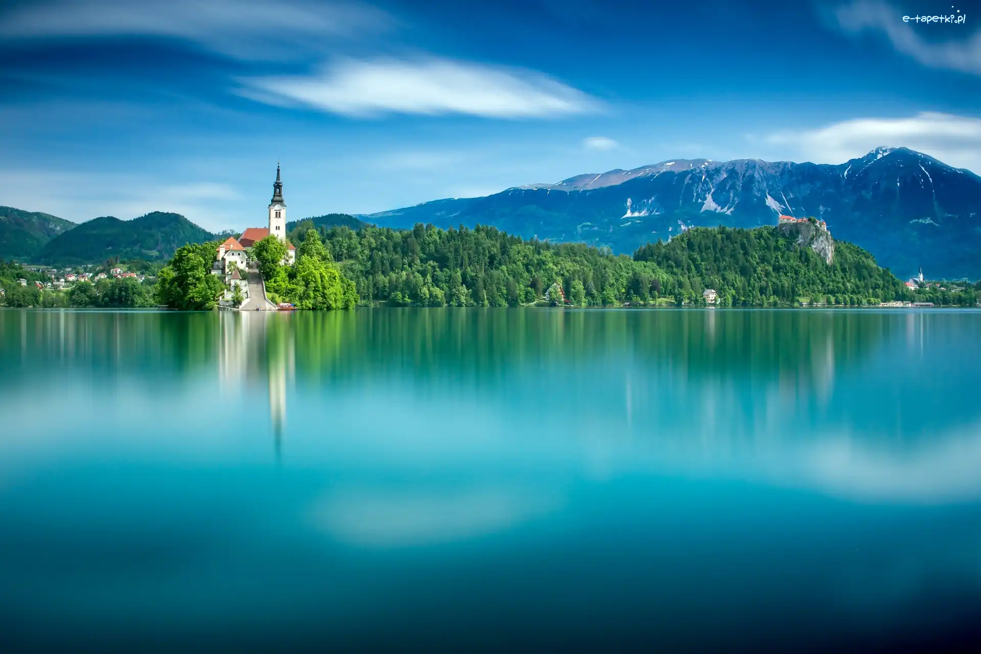 Słowenia, Kościół, Jezioro Bled, Las, Góry
