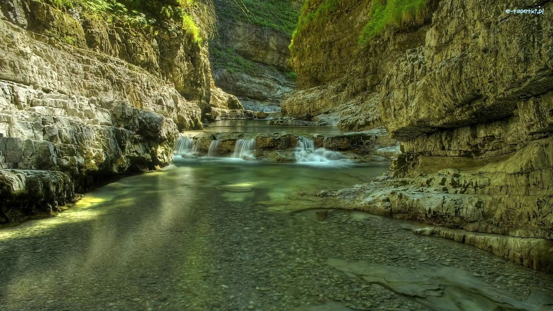Austria, Rzeka, Abersee, Skały, Wodospad