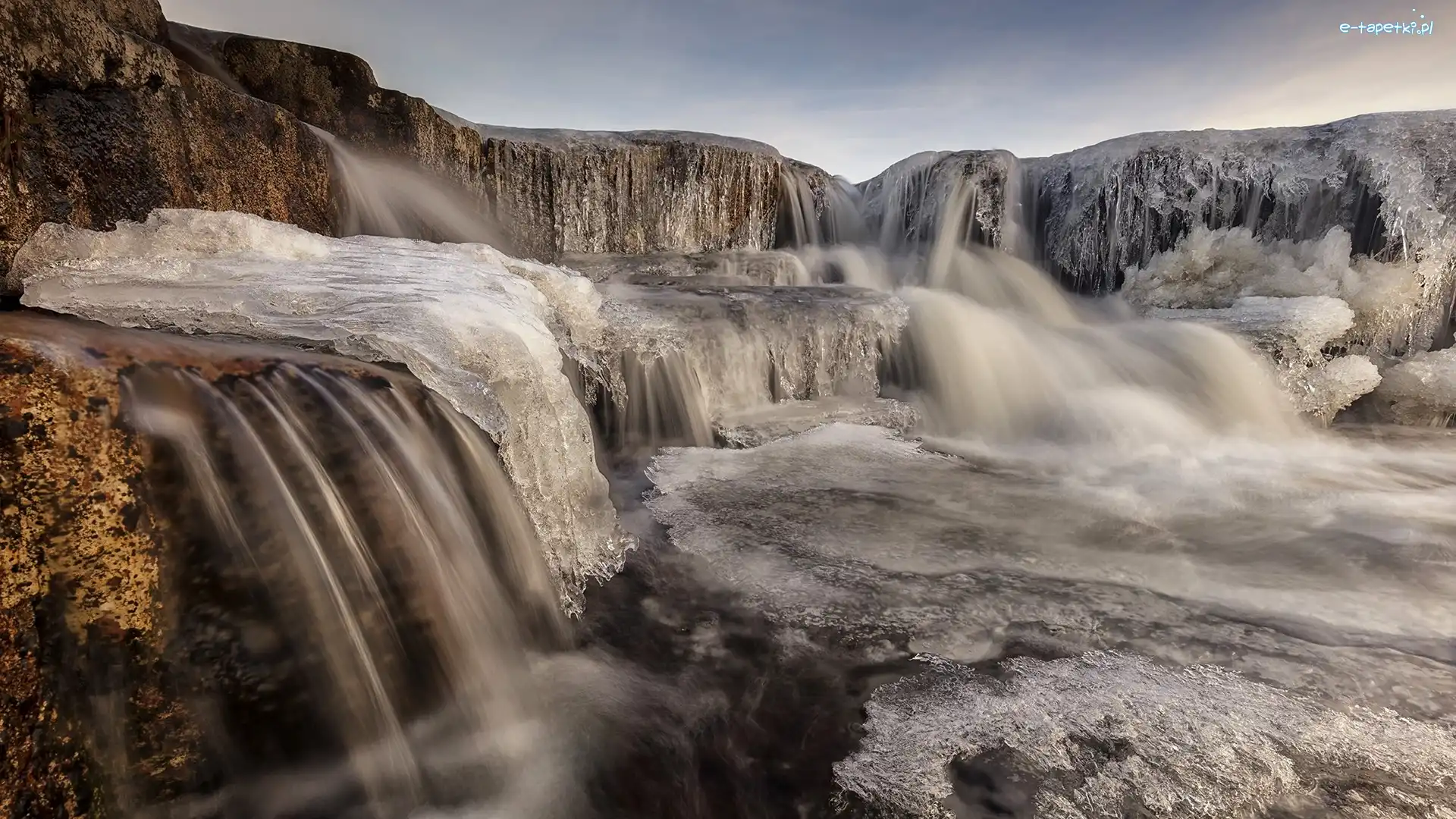 Skały, Lód, Wodospad Cauldron Falls, Szkocja