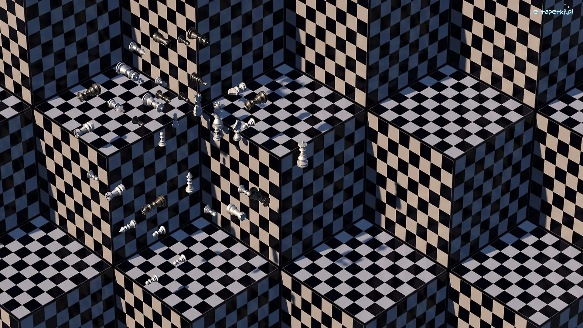 Szachownica, Grafika 3D, Pionki, Szachy