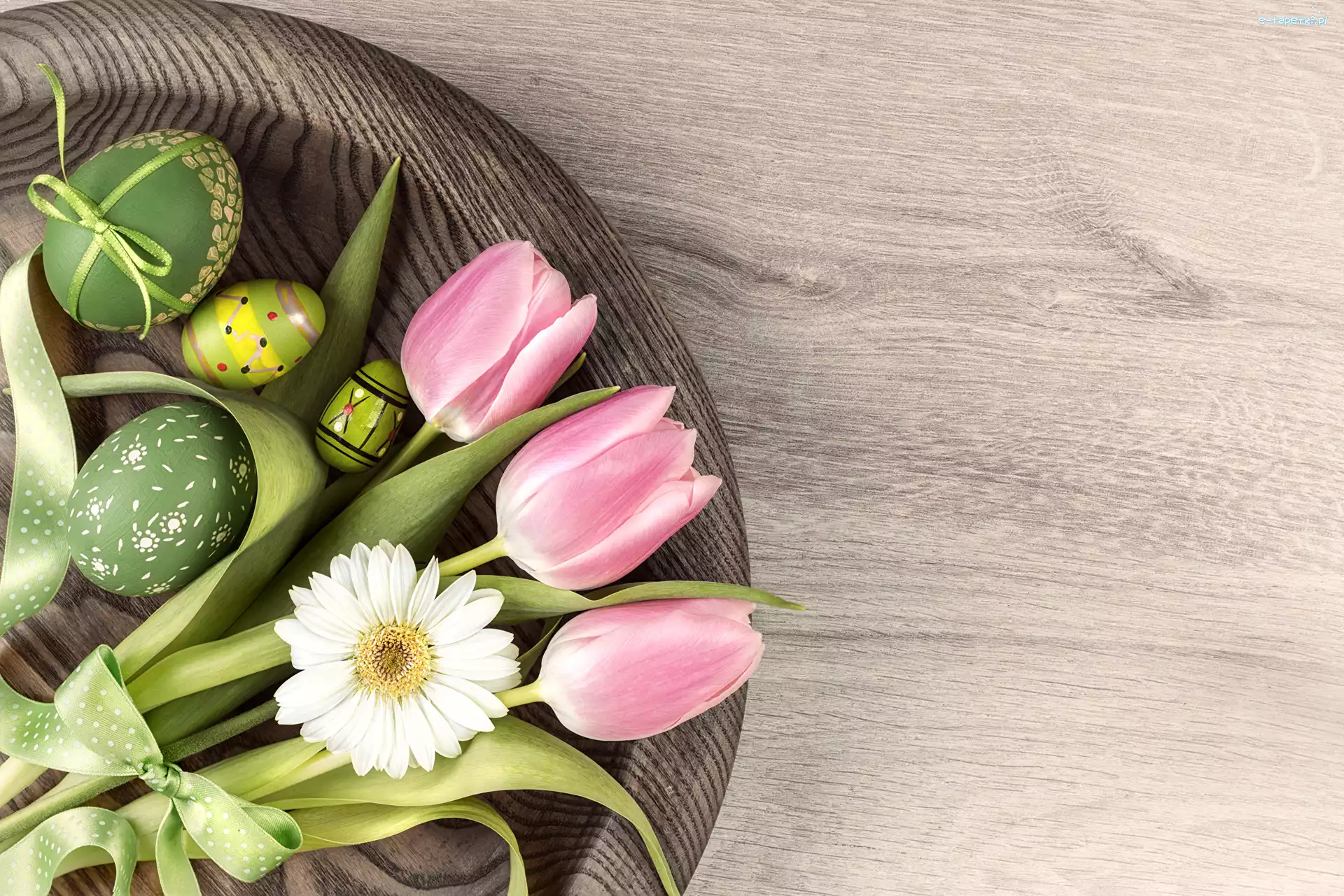 Wielkanocna, Tulipany, Dekoracja, Gerbera, Pisanki