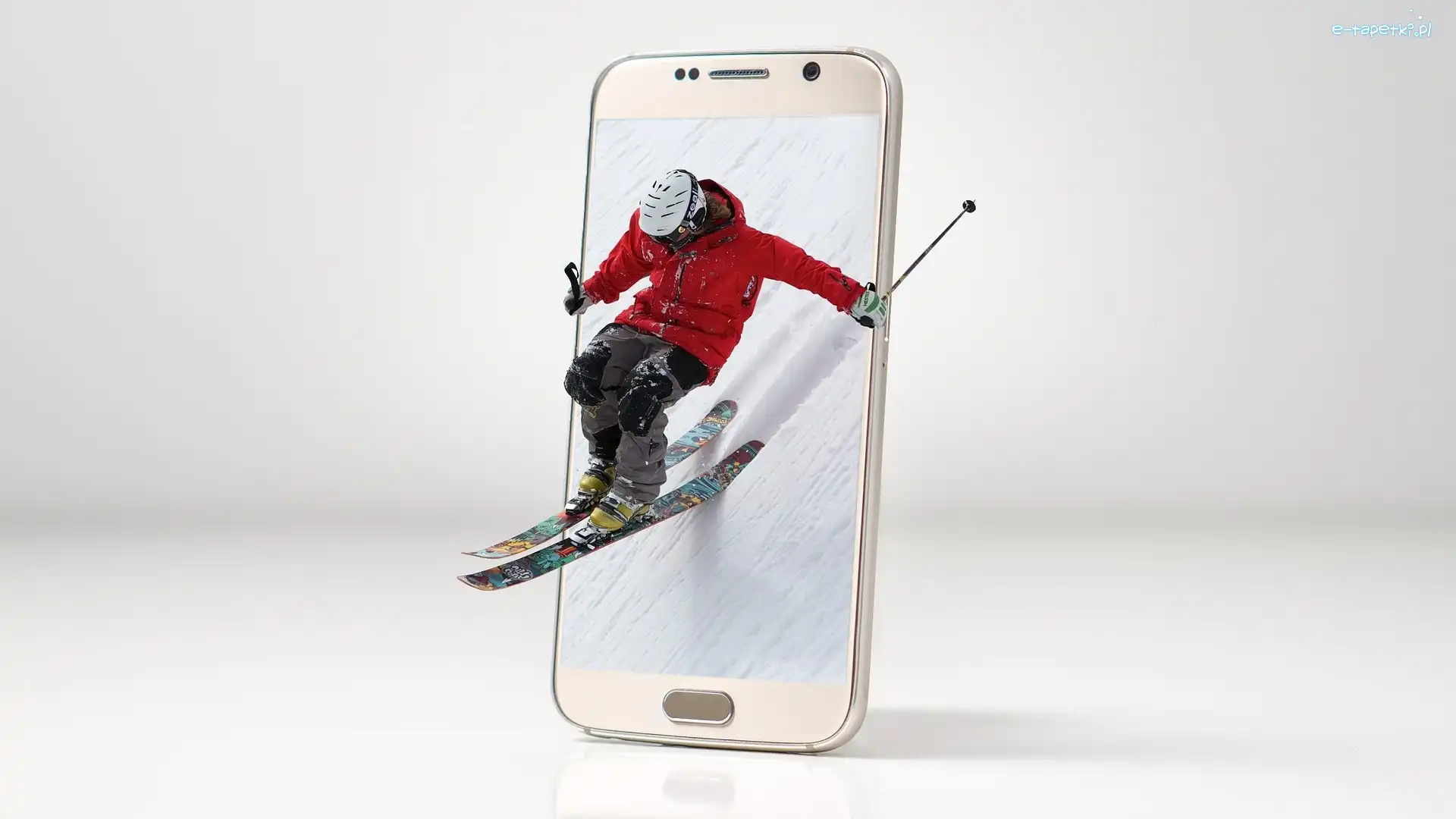Narciarz, Telefon, Grafika 4D