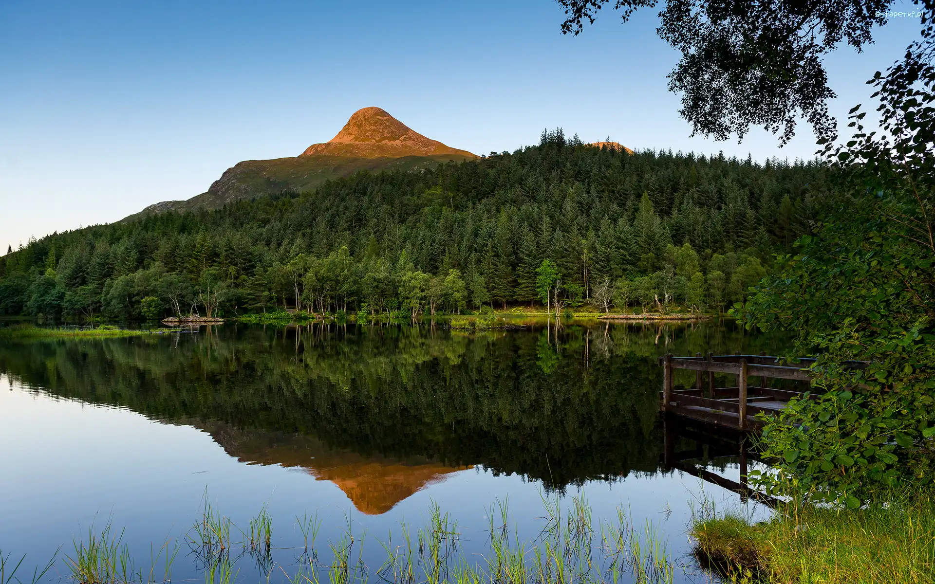 Szkocja, Jezioro, Góry, Pomost, Las Glencoe Lochan