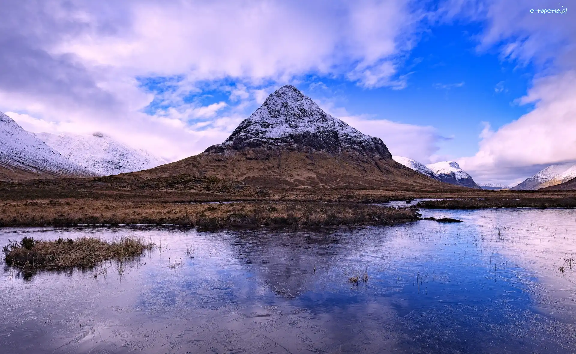 Szkocja, Lód, Jezioro, Góra Buachaille Etive Beag, Góry