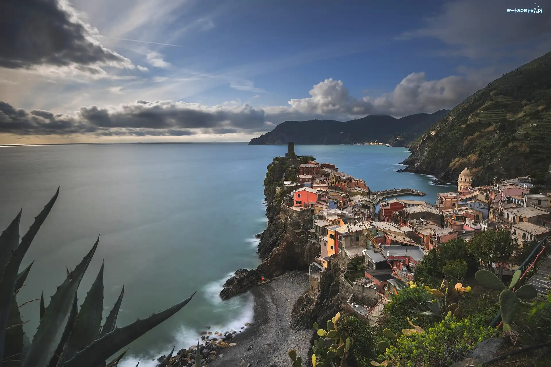 Domy, Vernazza, Wybrzeże, Morze, Liguria, Włochy