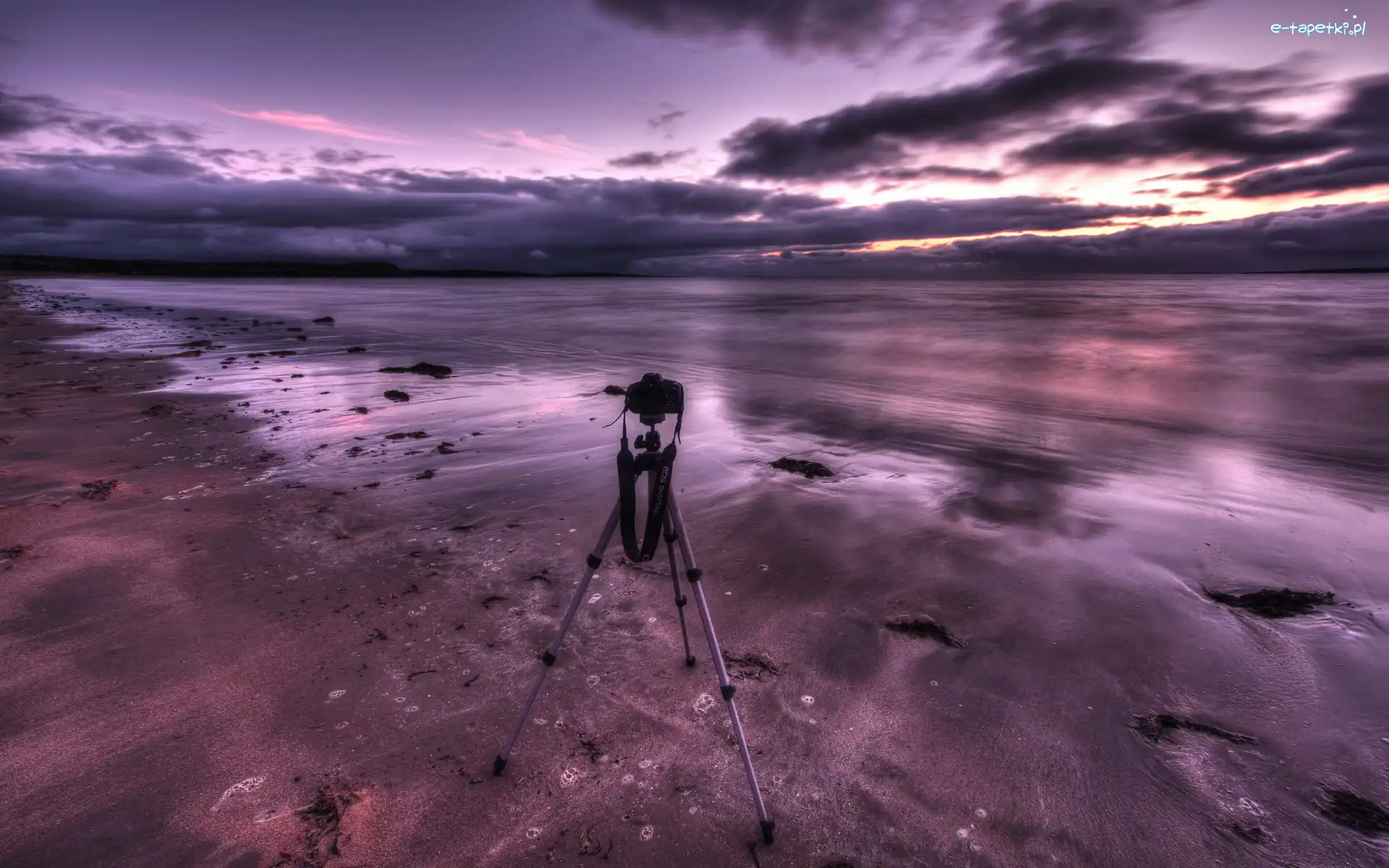 Morze, Statyw, Aparat fotograficzny, Plaża