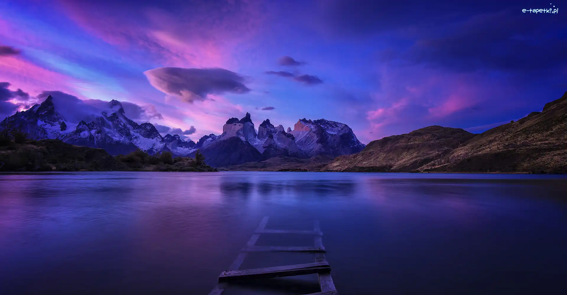 Góry, Patagonia, Park Narodowy Torres del Paine, Pomost, Masyw górski Torres del Paine, Jezioro, Zniszczony, Chile