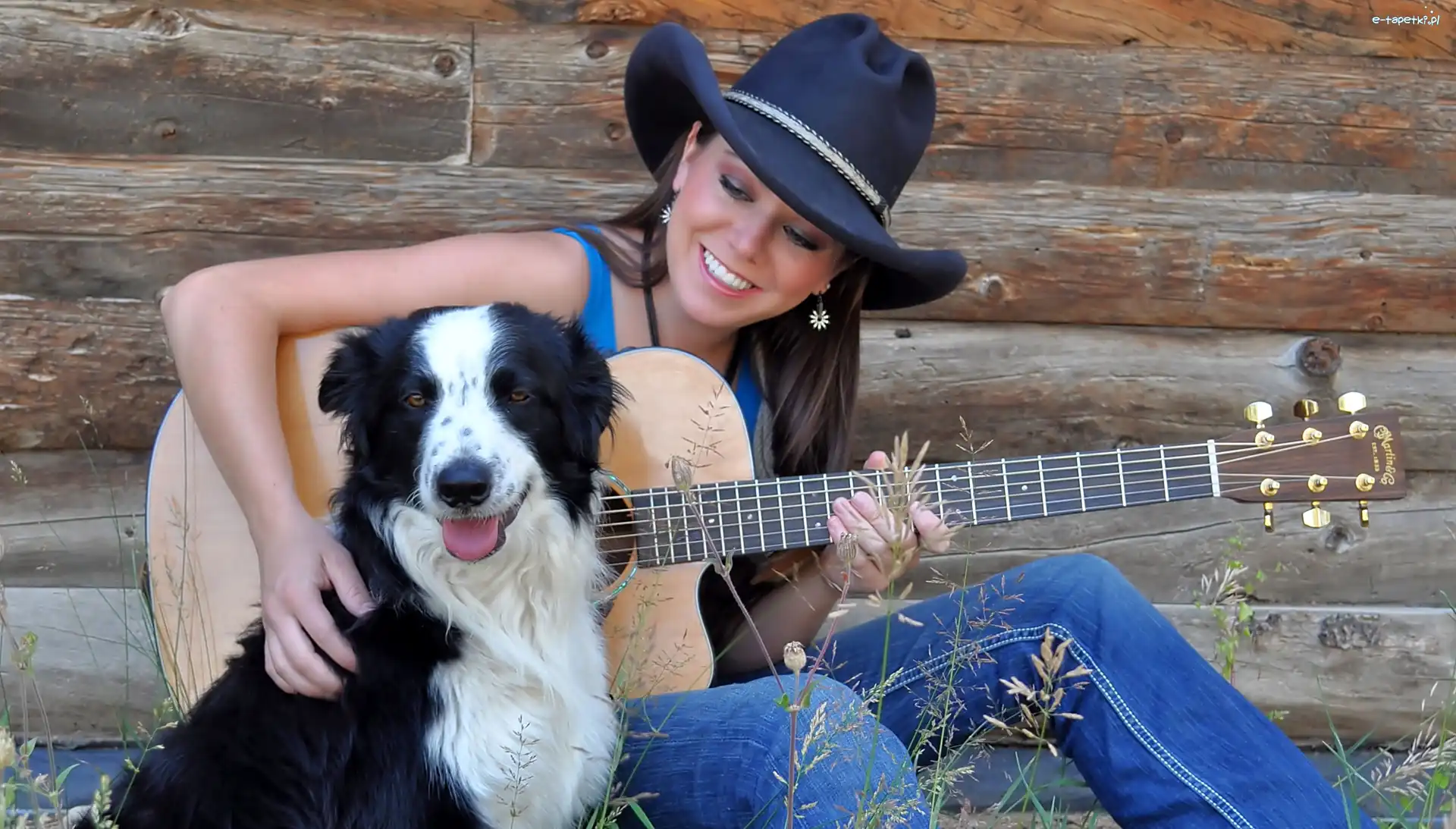 Piosenkarka, Border collie, Gitara, Carin Mari