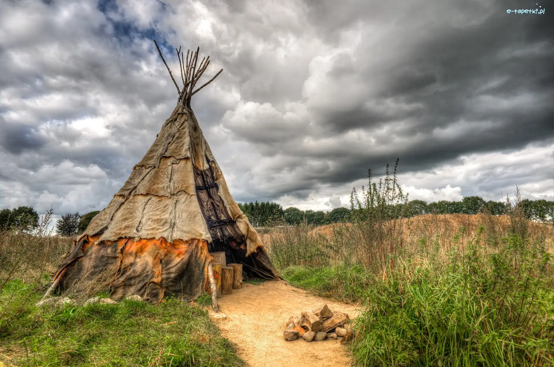 Trawy, Tipi, Łąka, Chmury, Namiot, Szałas