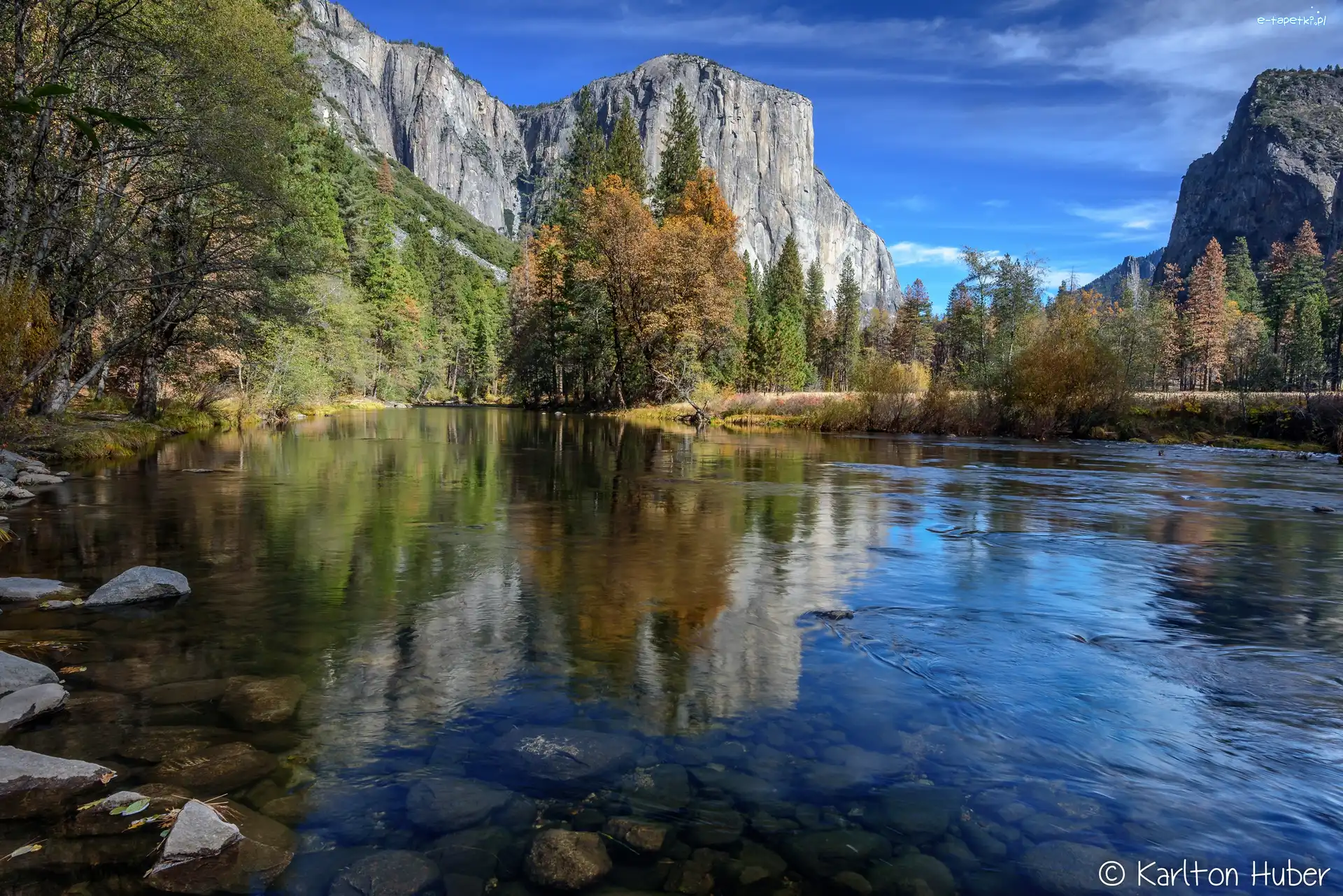 Rzeka Merced, Park Narodowy Yosemite, Góry, Kalifornia, Stany Zjednoczone, Las, El Capitan