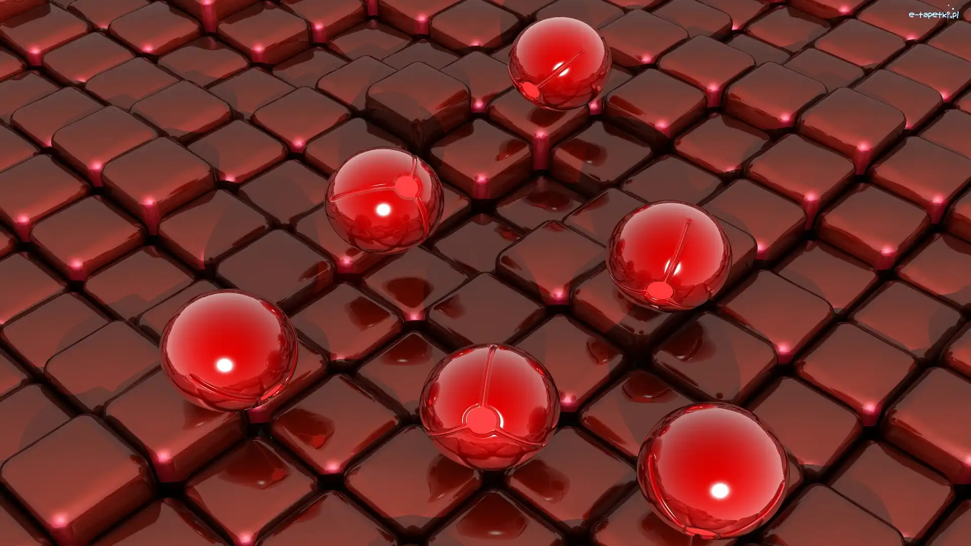 Czerwone, Przyciski, Kule, Grafika 3D