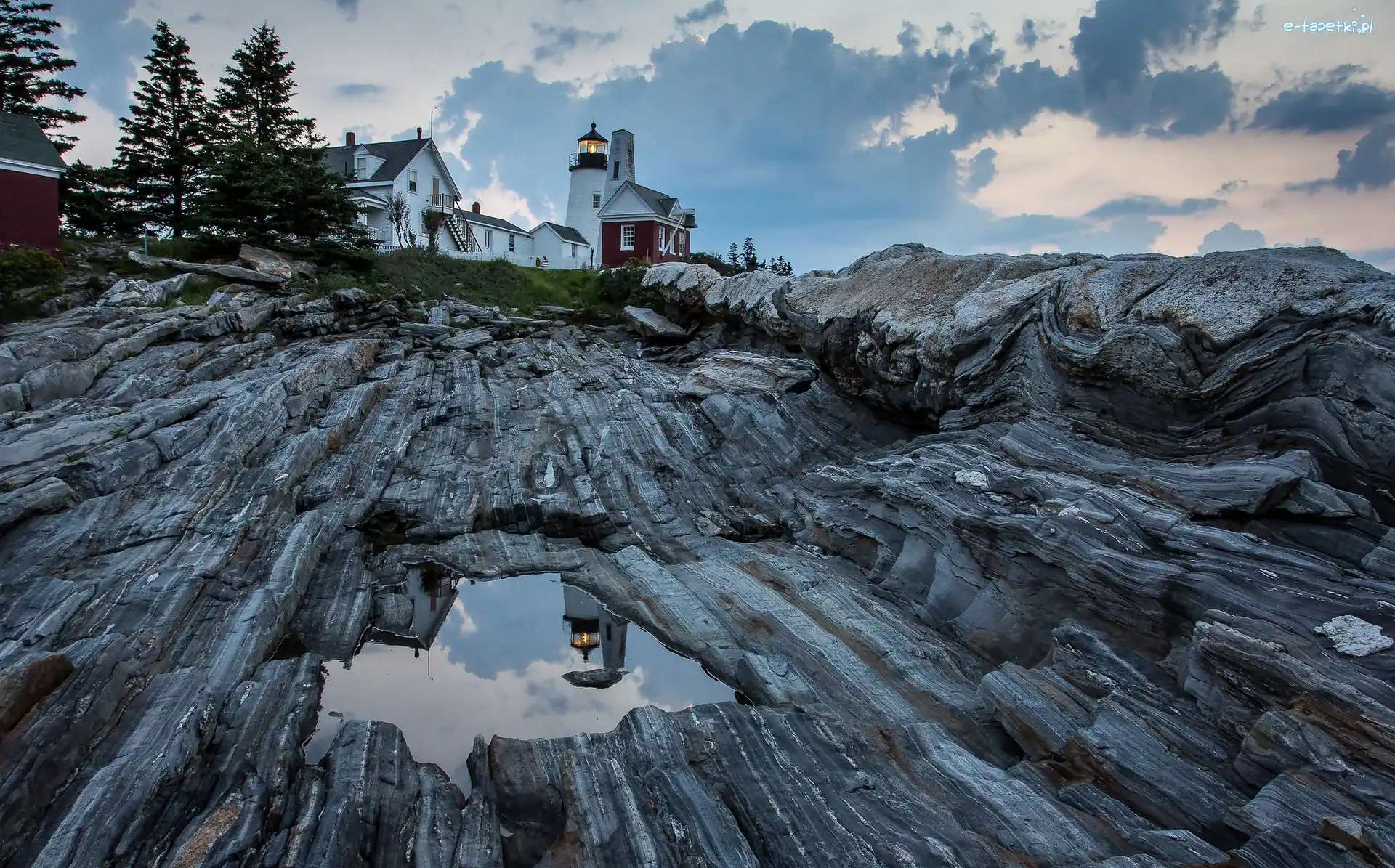 Stany Zjednoczone, Bristol, Stan Maine, Skały, Latarnia morska Pemaquid Point Light
