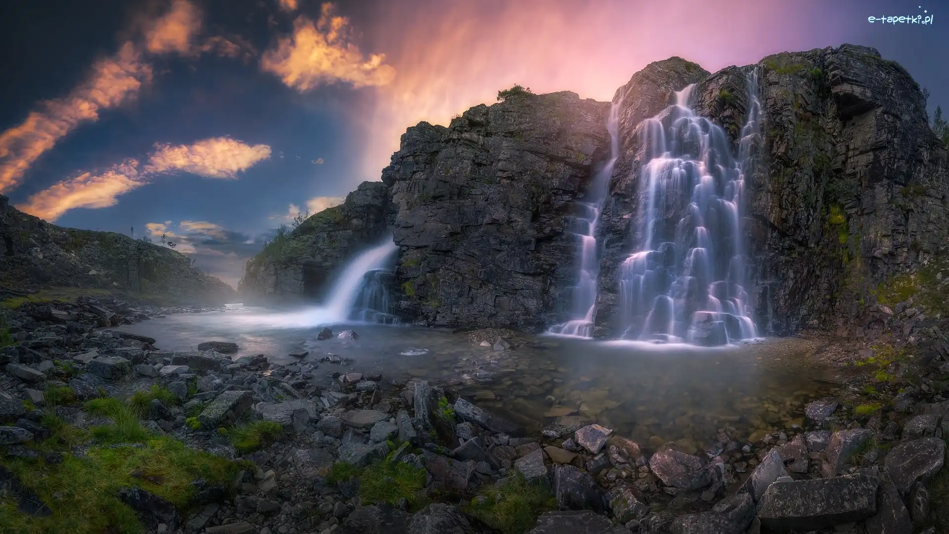 Skały, Park Narodowy Rondane, Góry, Geiranger, Norwegia, Rzeka, Wodospad Brudesloret