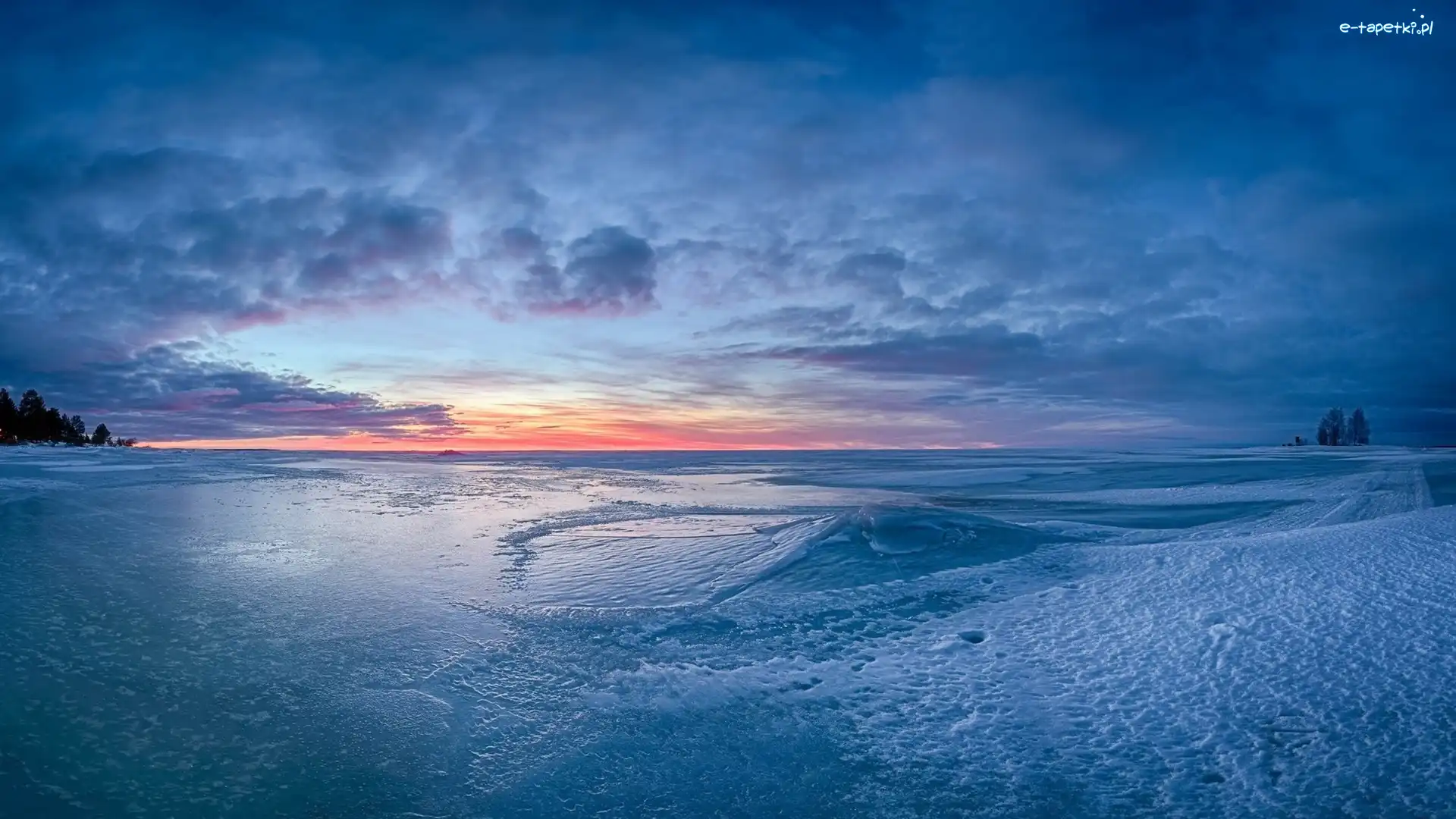 Morze, Zamarznięty, Brzeg, Zima, Wschód Słońca, Finlandia