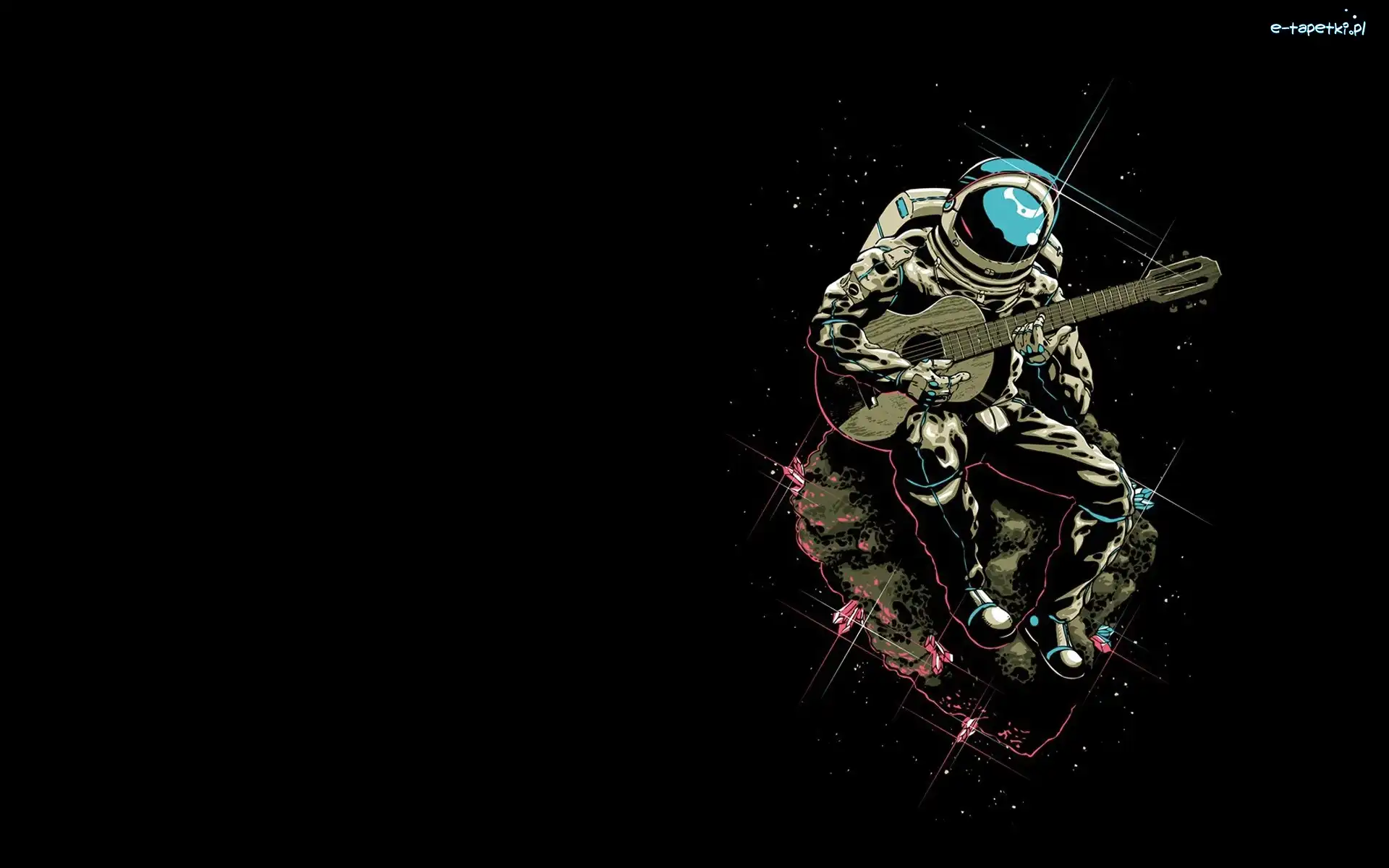 Astronauta, Grafika 2D, Gitara, Kosmos